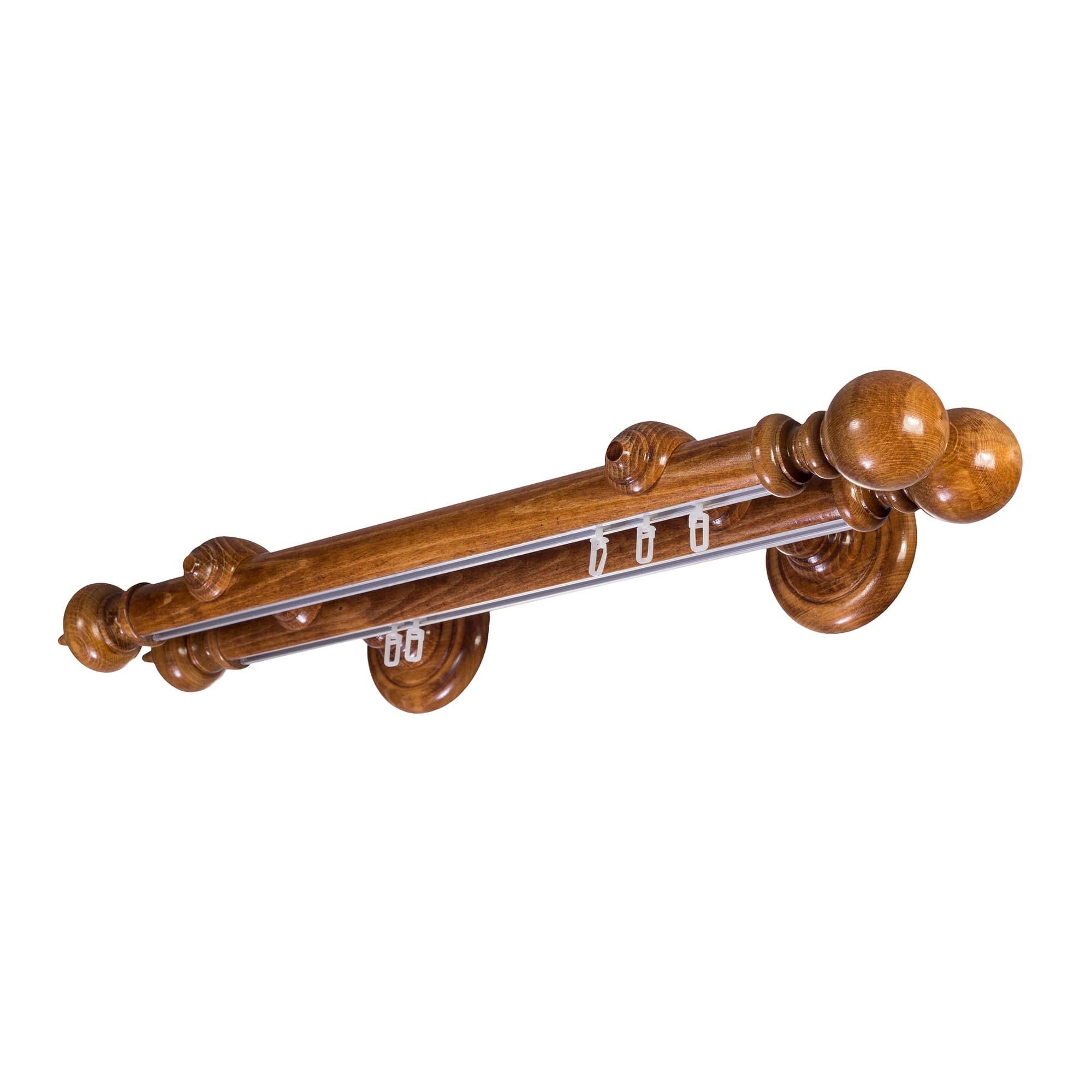 Globo Double 35 mm Wooden Curtain Rod with Aluminum Track System for Curtains and Drapes