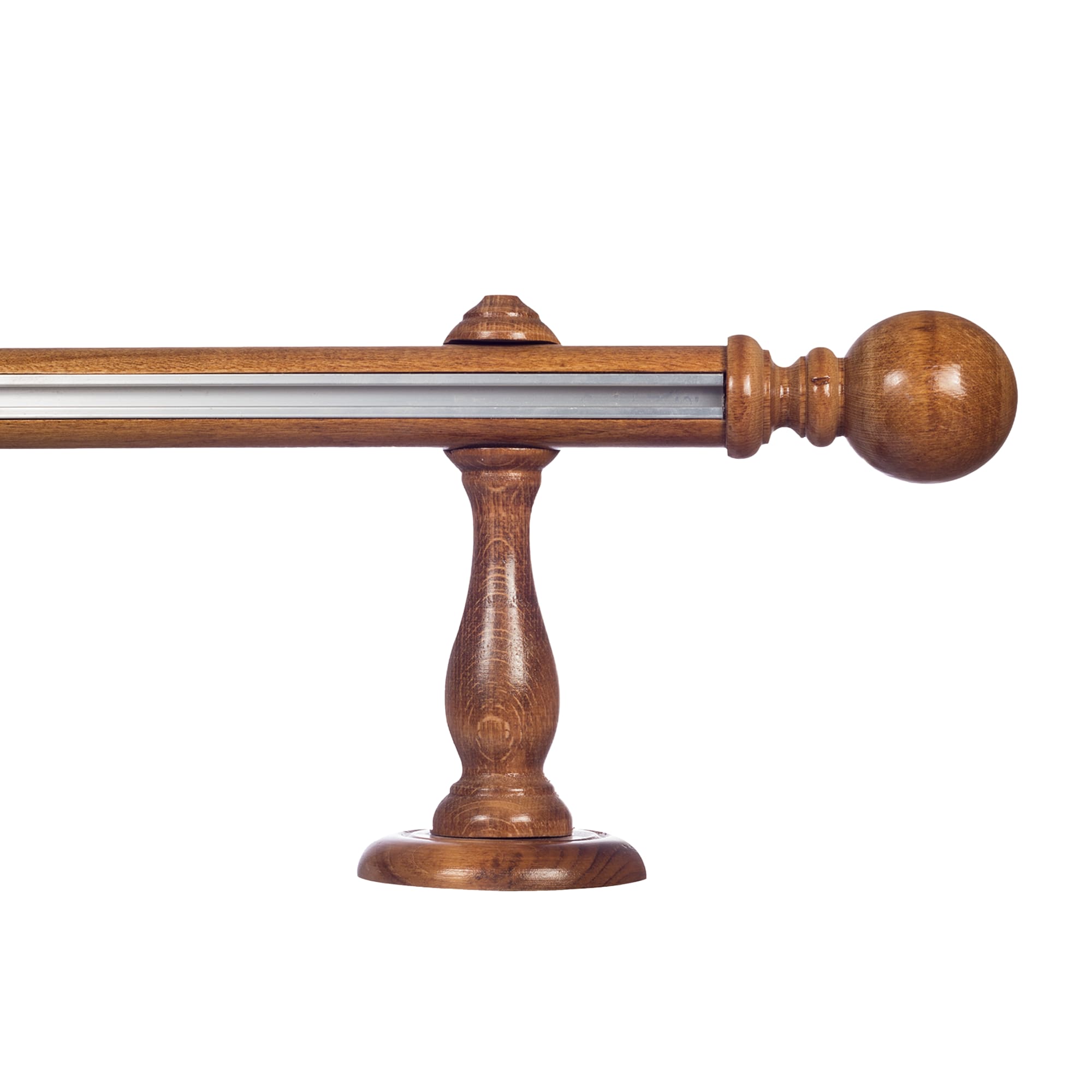 Globo Single 35 mm Wooden Curtain Rod with Aluminum Track