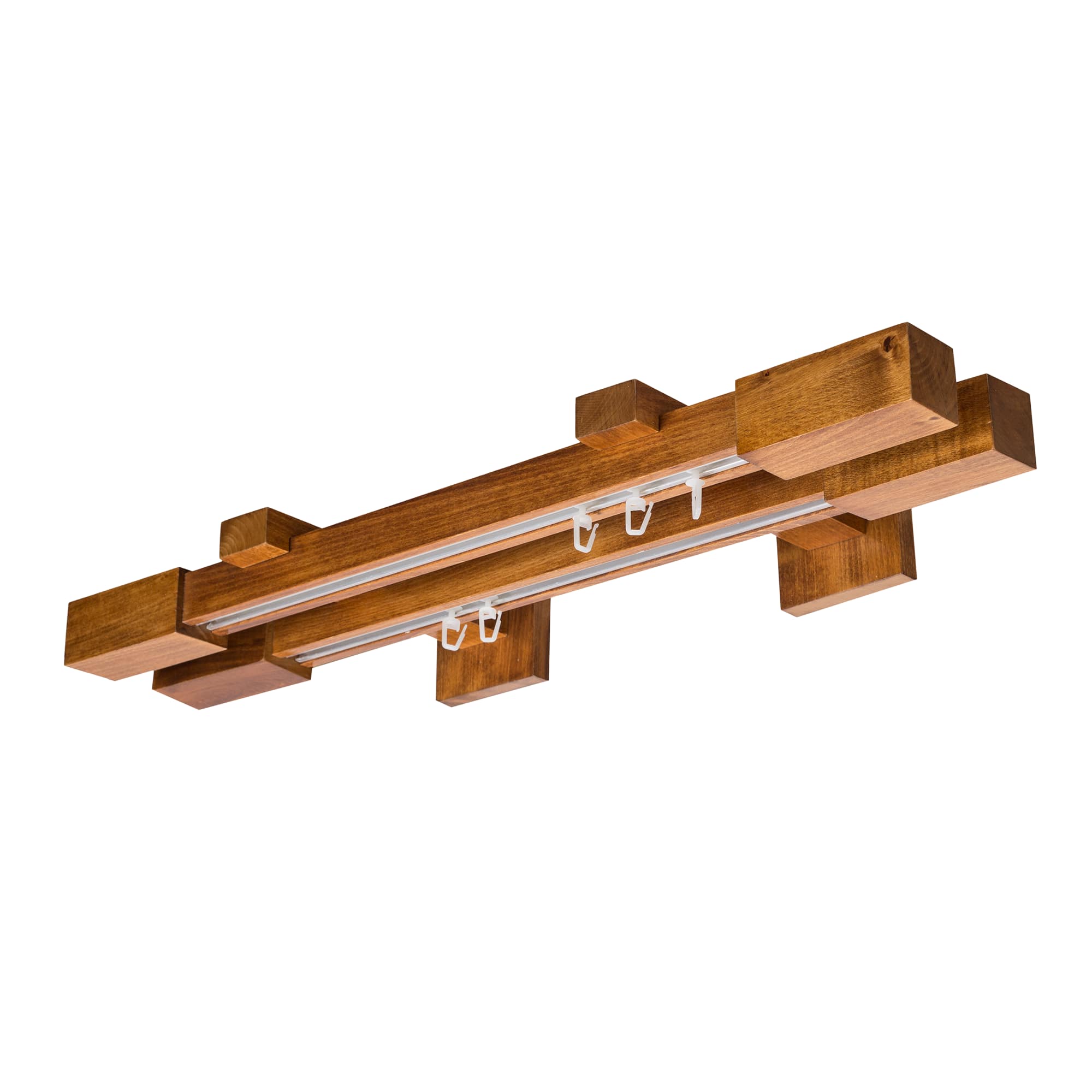 Praga Double Wooden Curtain Rod with Aluminum Track