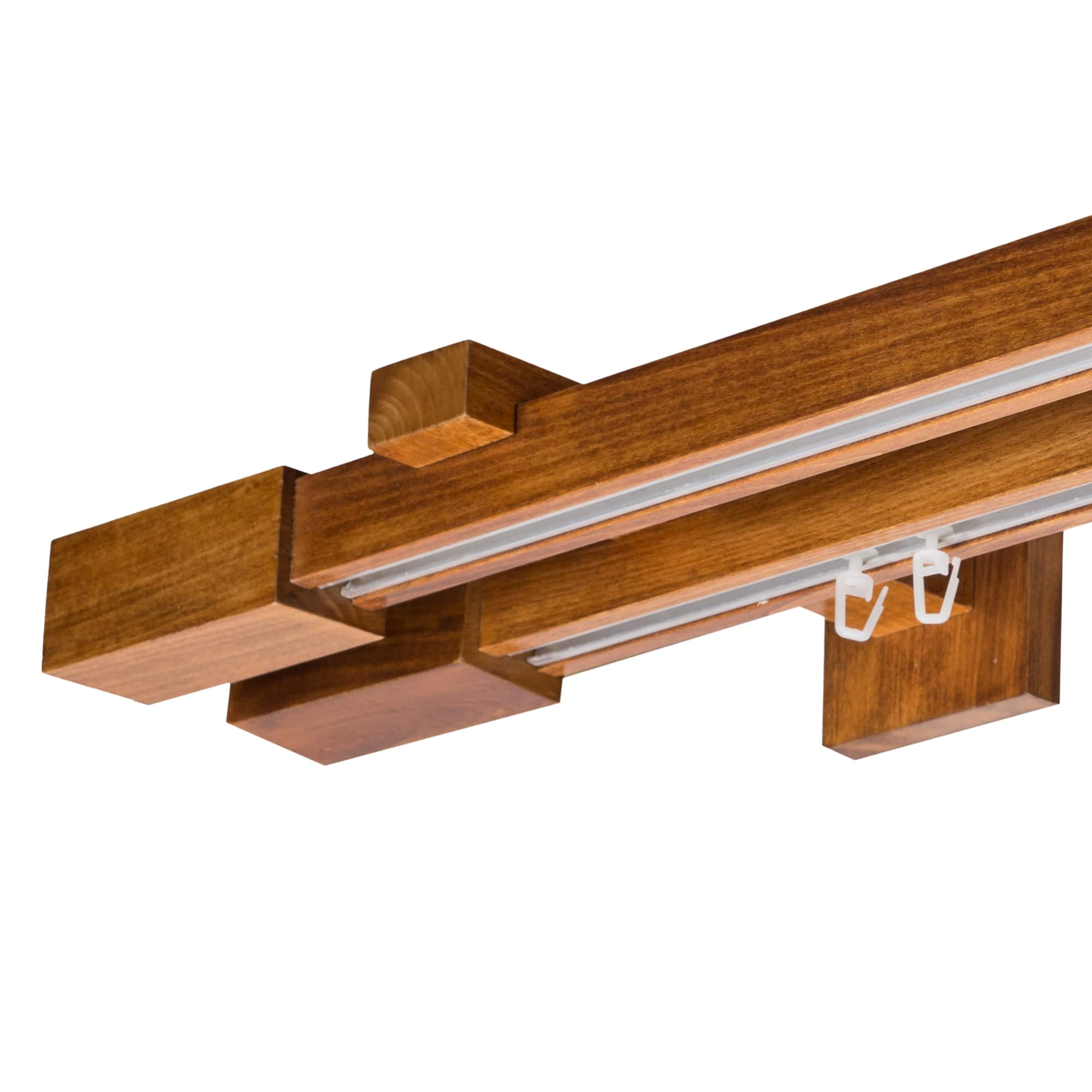 Praga Double Wooden Curtain Rod with Aluminum Track