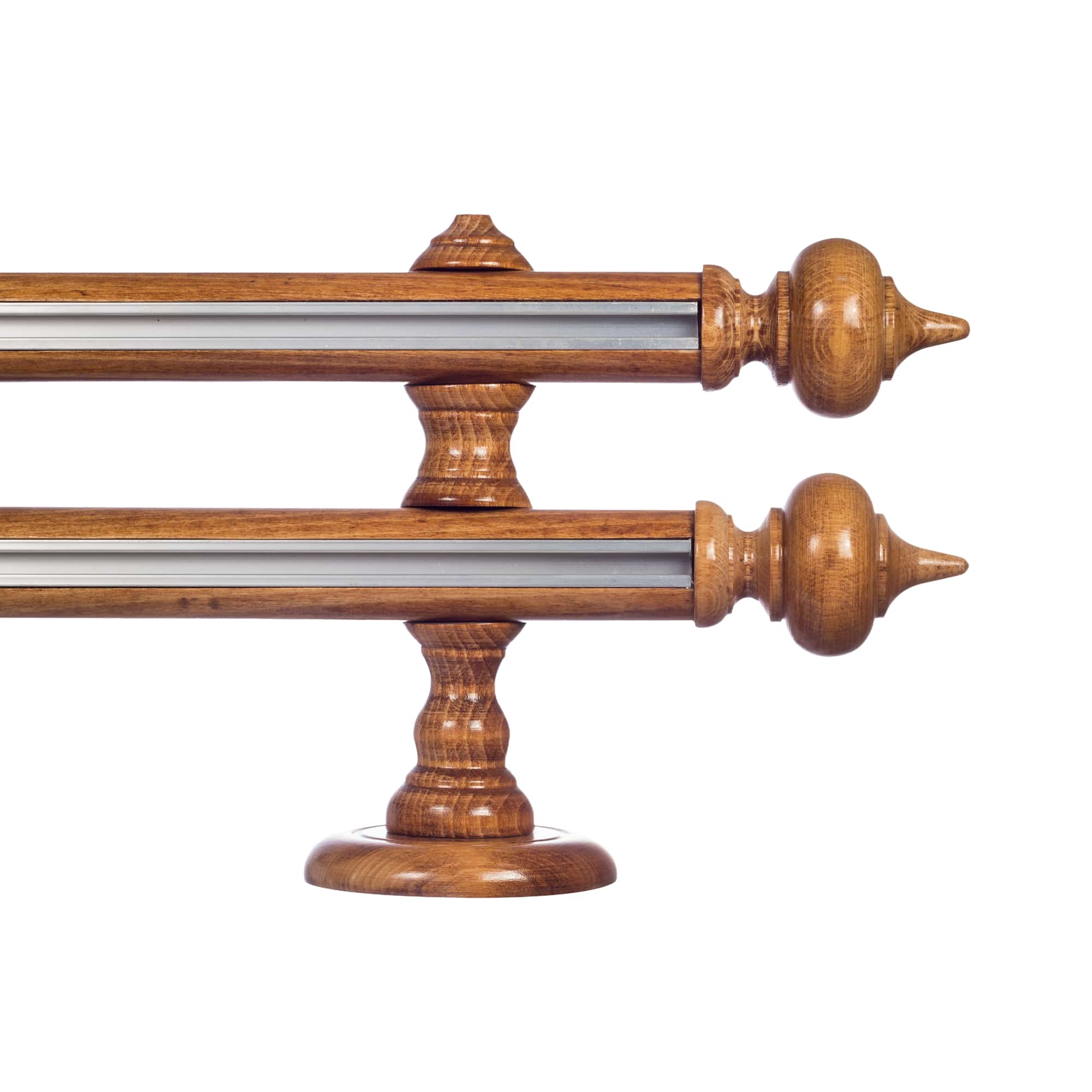 STELLA DOUBLE 35 MM WOODEN CURTAIN ROD WITH ALUMINUM TRACK
