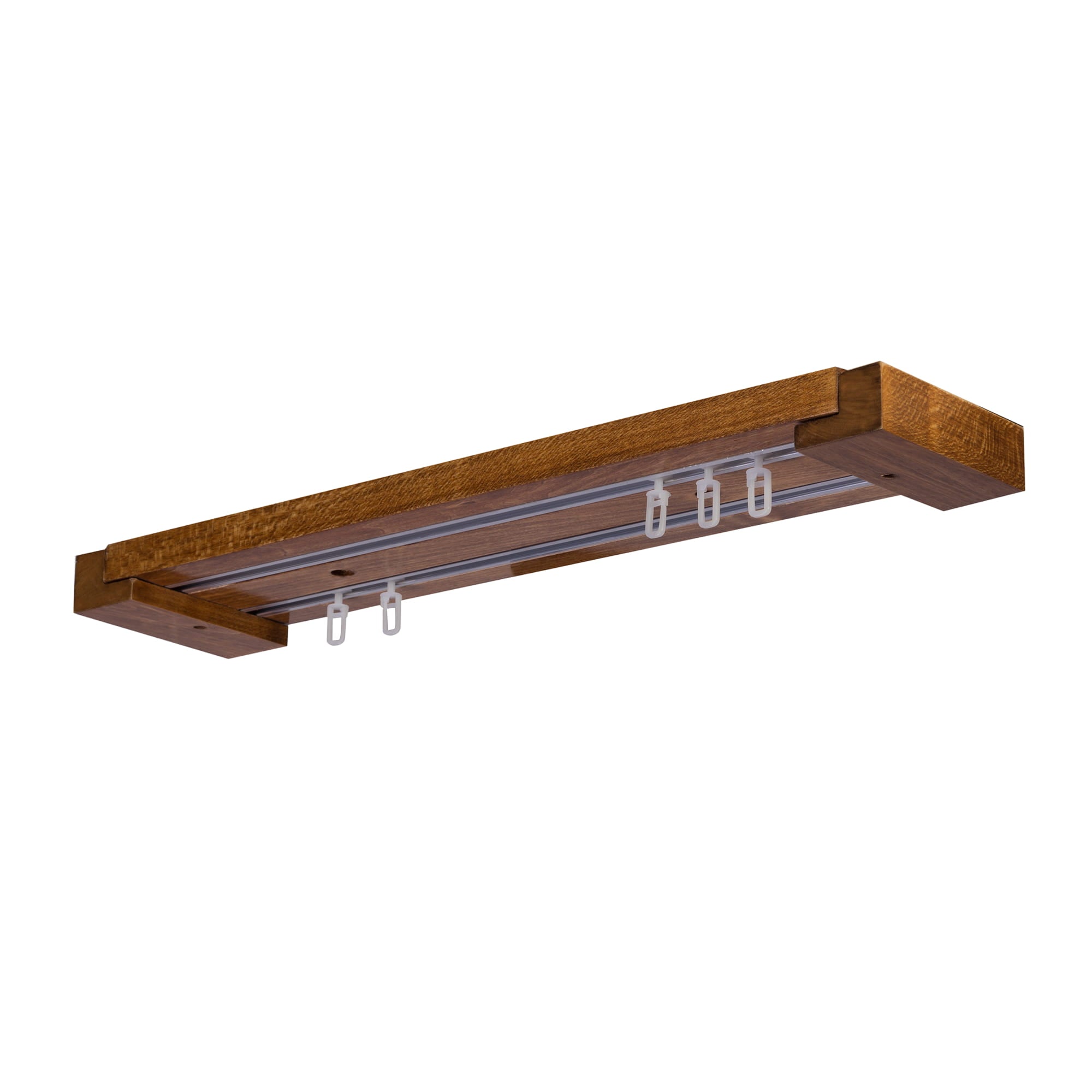 Curtain and drape track system Travetto Double made of wood