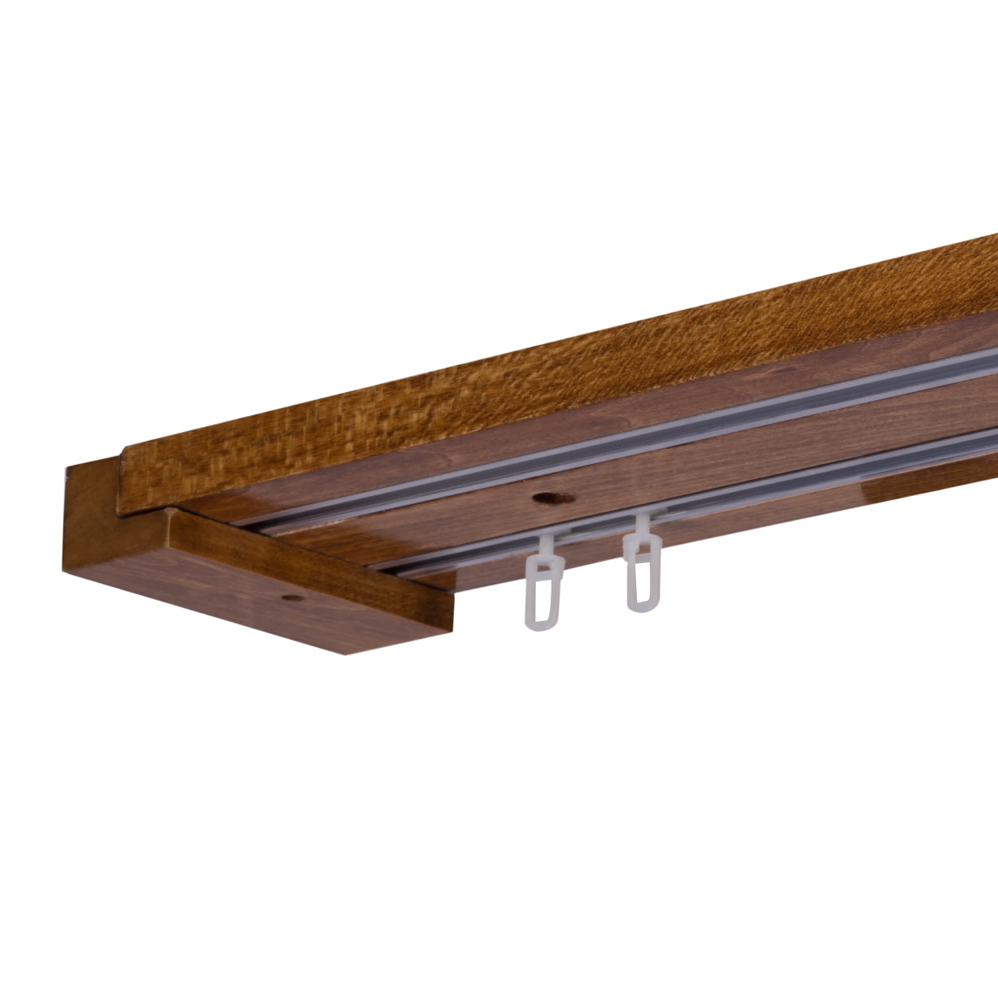 Curtain and drape track system Travetto Double made of wood