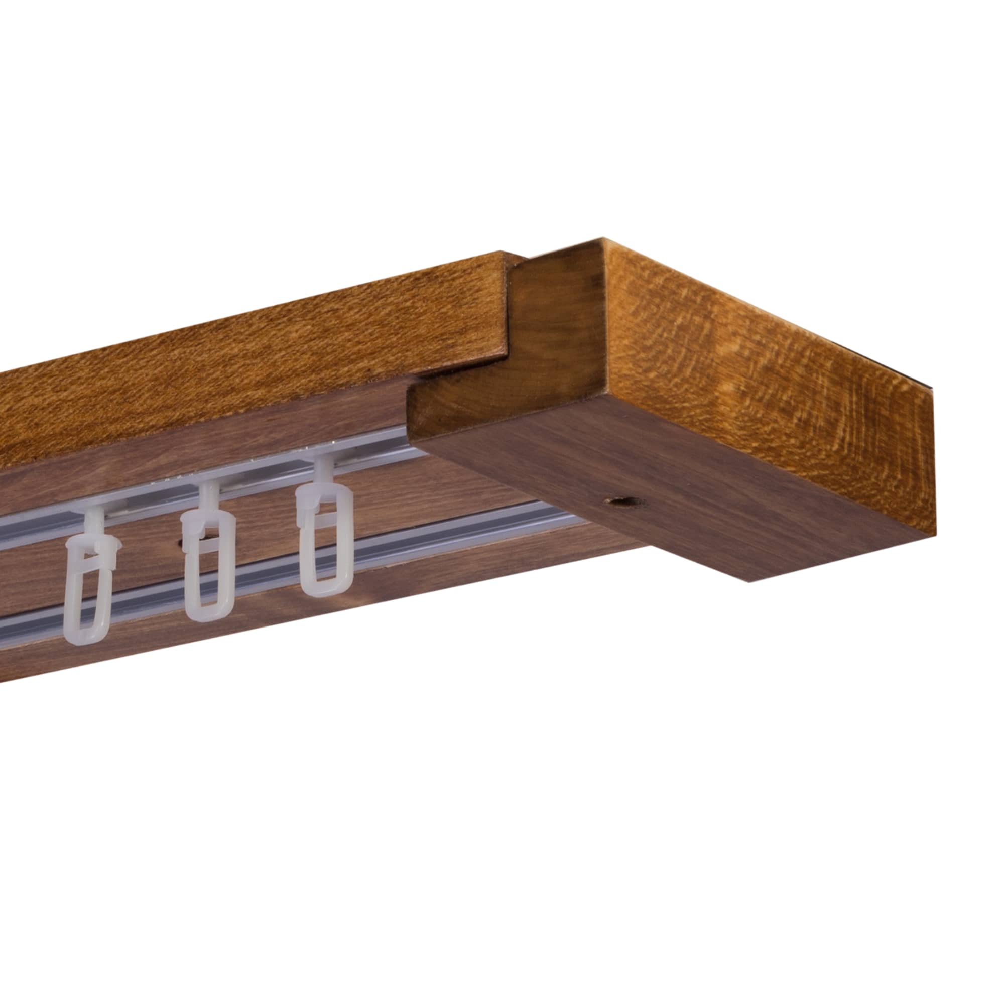 Curtain and drape track system Travetto Double made of wood