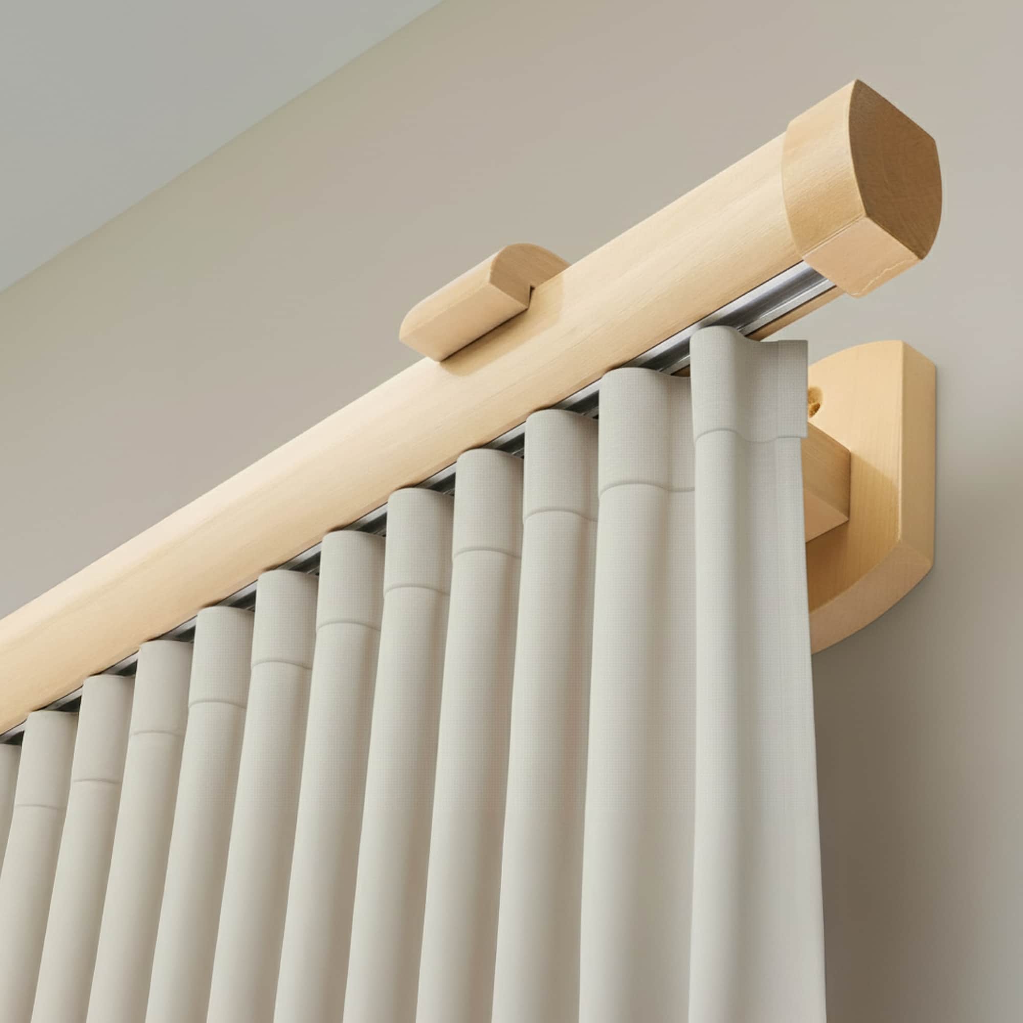 Domino Single Wooden Curtain Rod