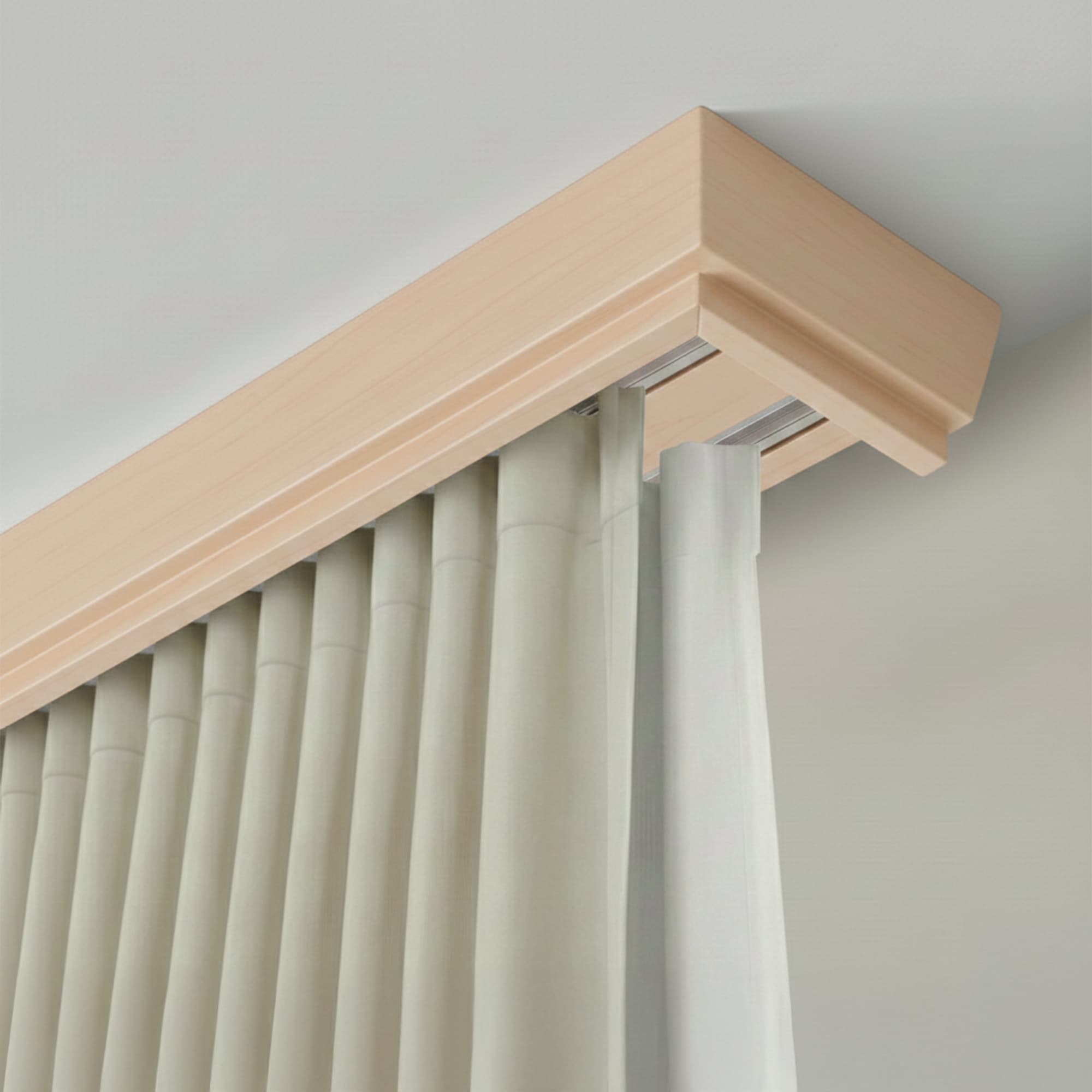 Conic Wooden Curtain Track System with Decorative Valance