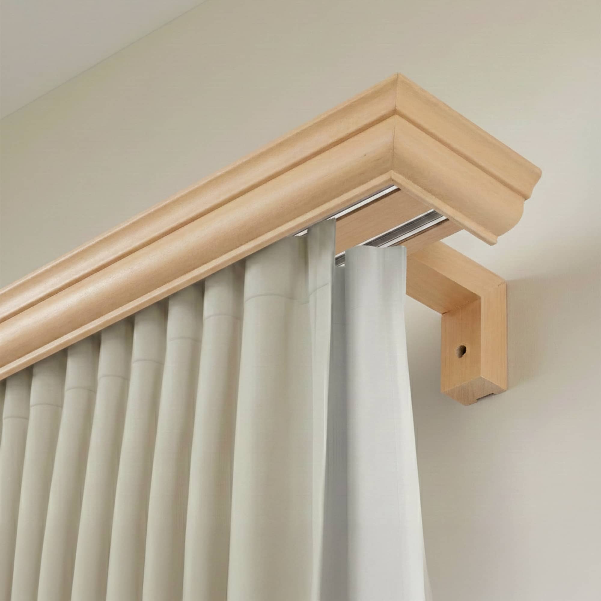 Filip Wooden Curtain Track System with Decorative Valance