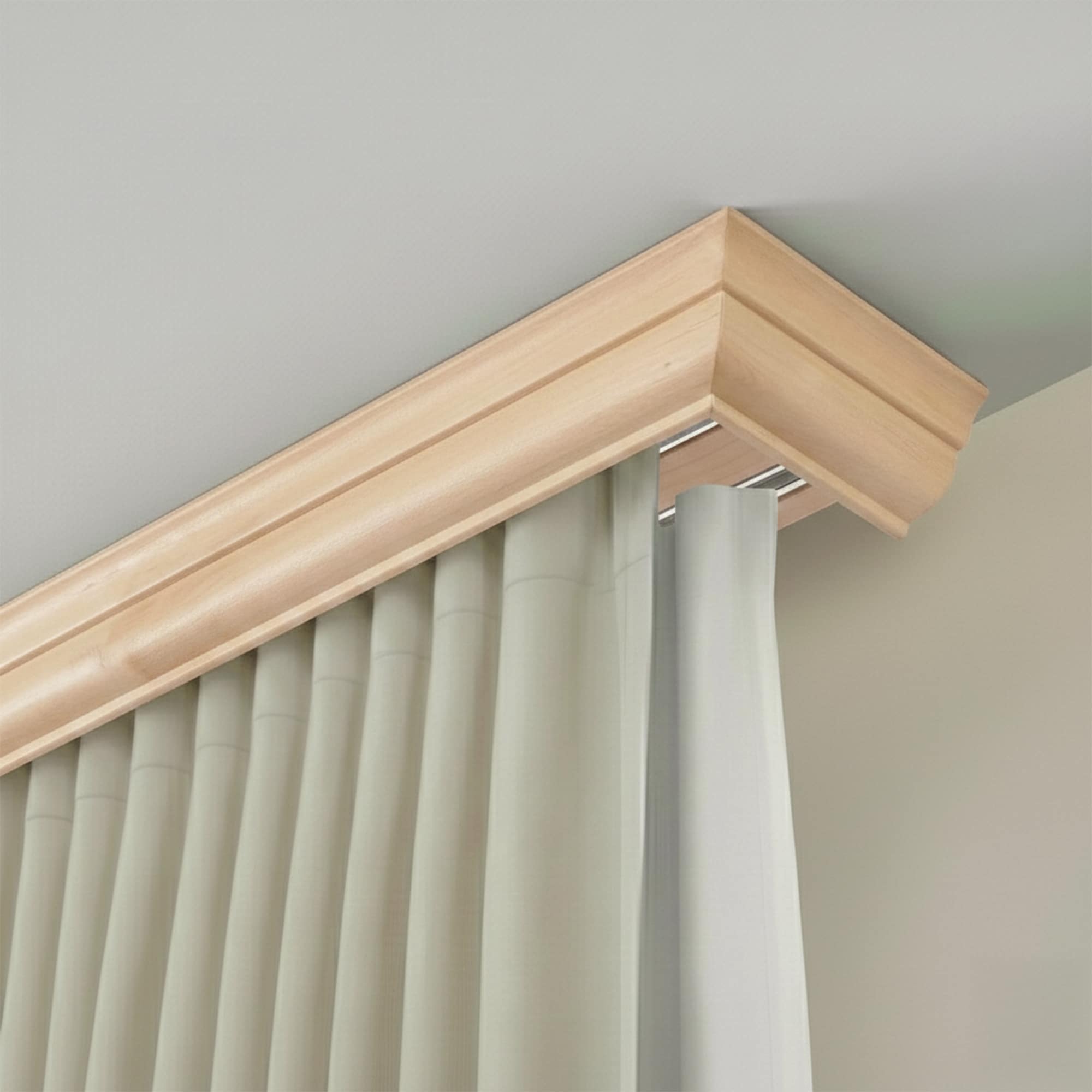 Filip Wooden Curtain Track System with Decorative Valance