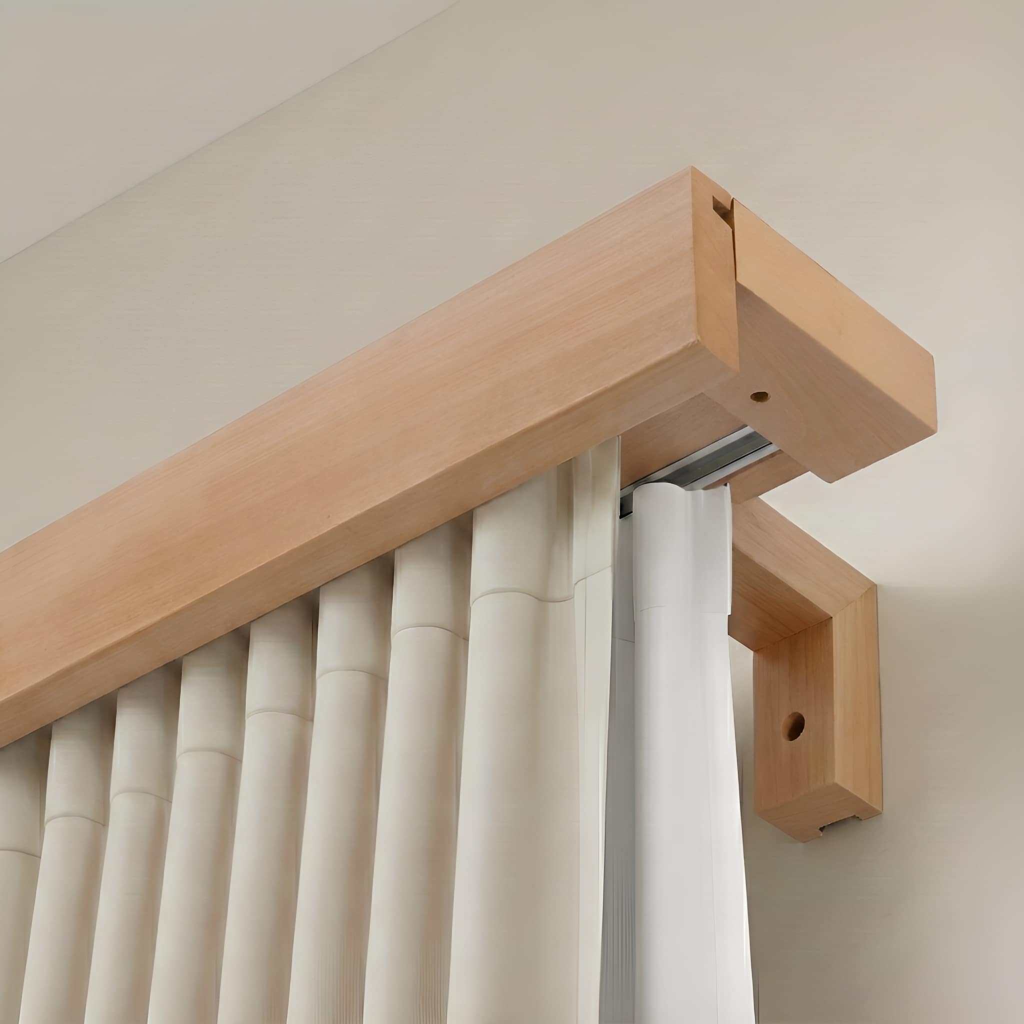 Travetto Double Curtain Track System with Wooden Decorative Valance
