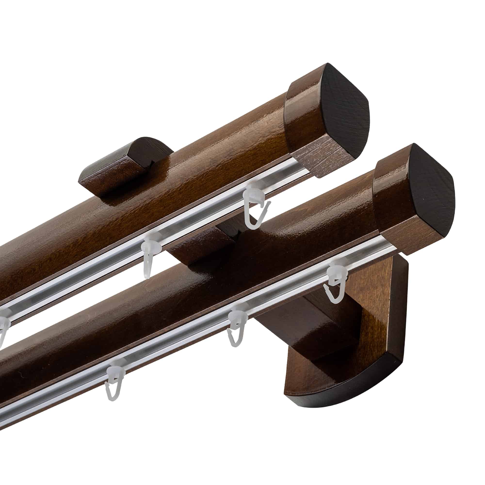 Domino Double Wooden Curtain Rod & Track System for Curtains and Drapes