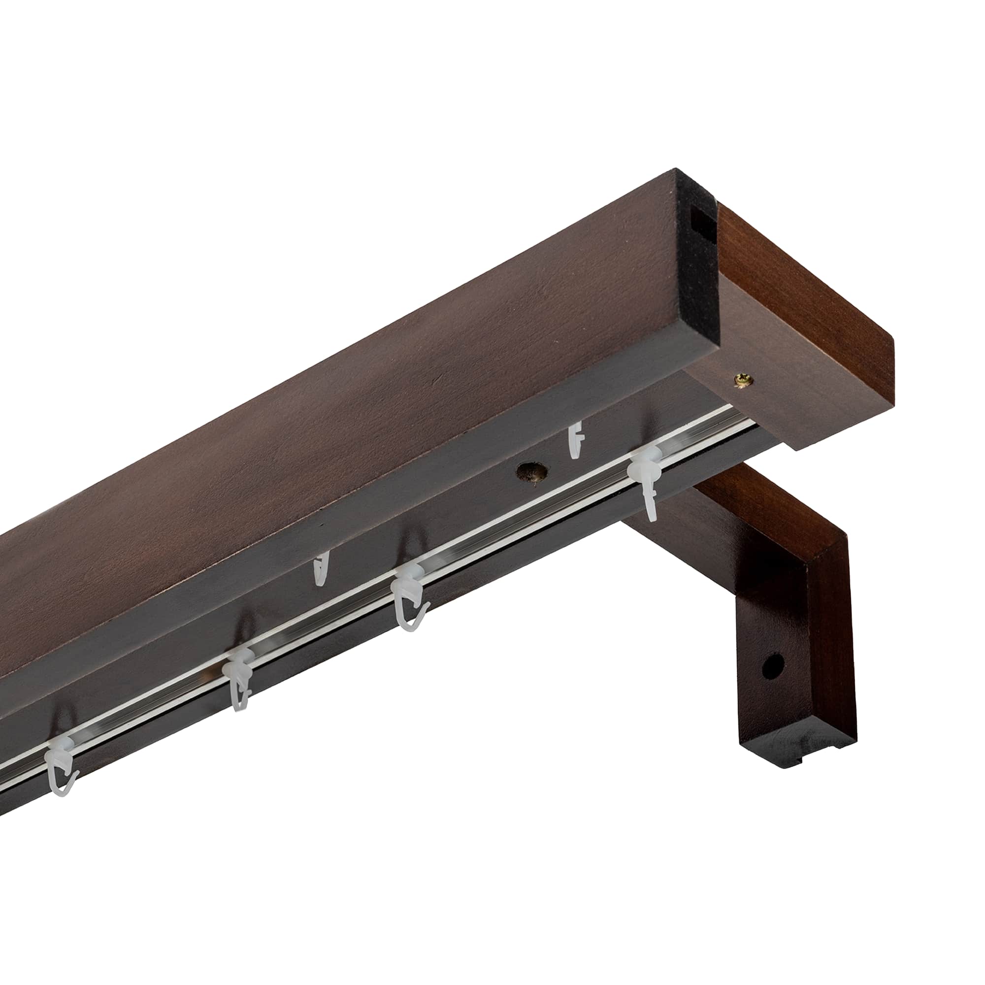 Travetto Double Curtain Track System with Wooden Decorative Valance