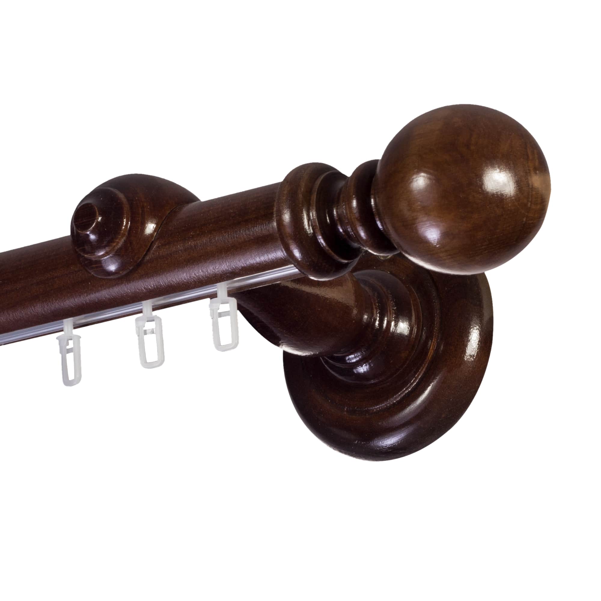 Globo Single 35 mm Wooden Curtain Rod with Aluminum Track