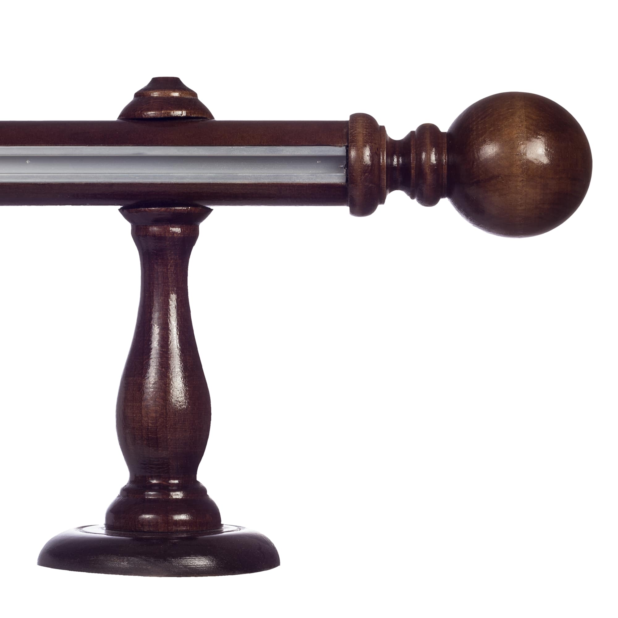 Globo Single 35 mm Wooden Curtain Rod with Aluminum Track