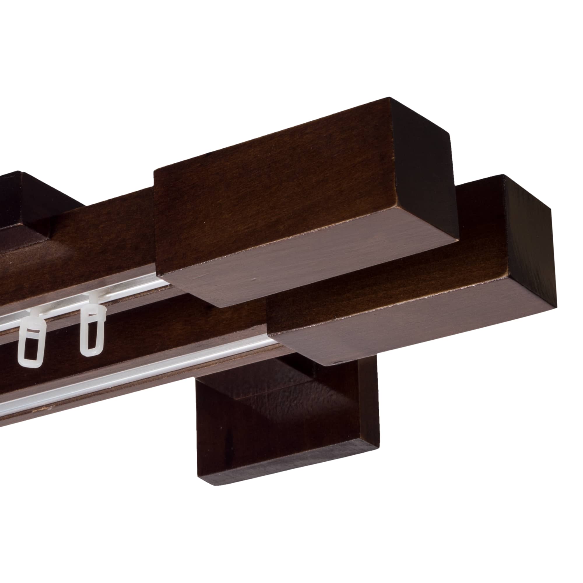 Praga Double Wooden Curtain Rod with Aluminum Track