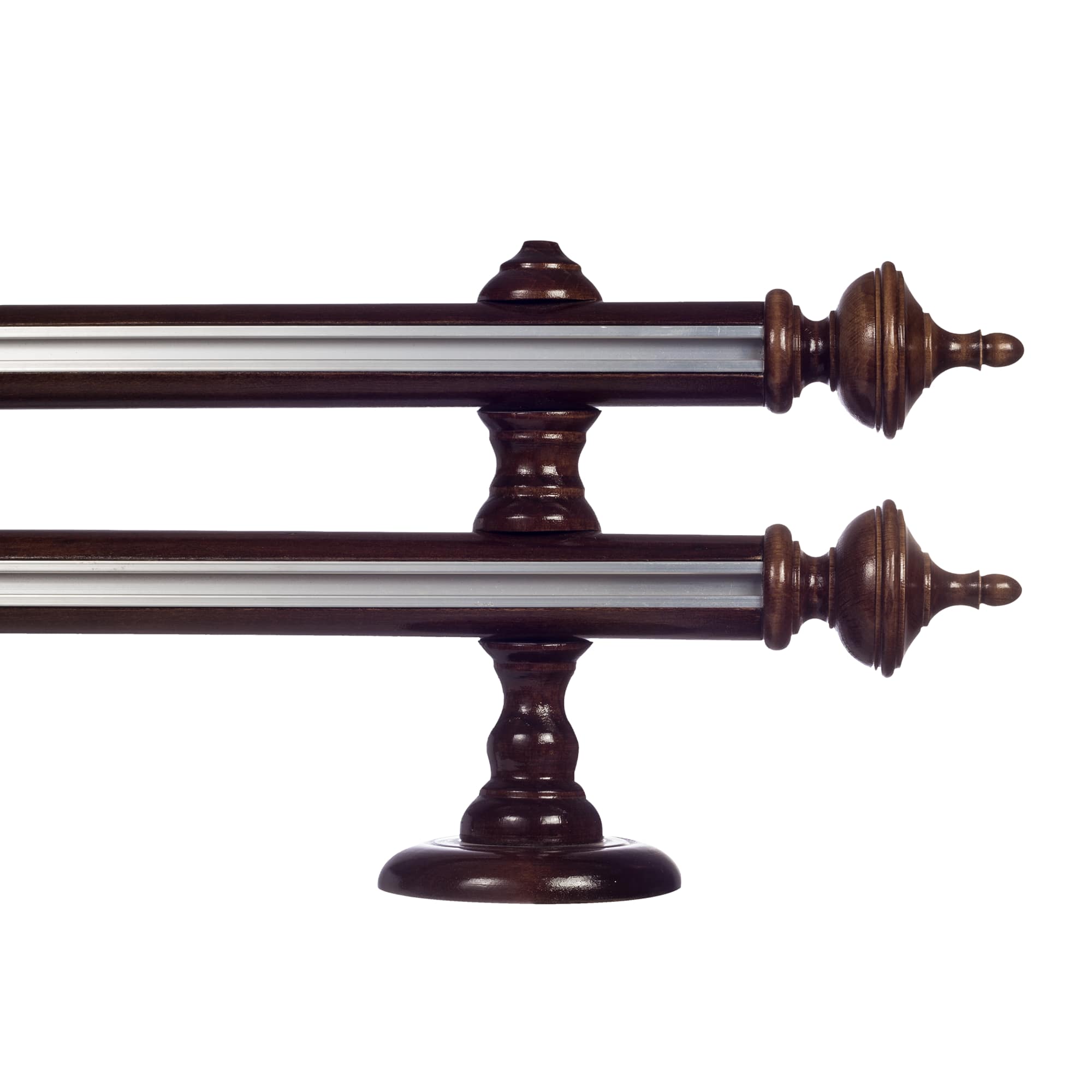 Saly Double 35 mm Wooden Curtain Rod with Aluminum Track