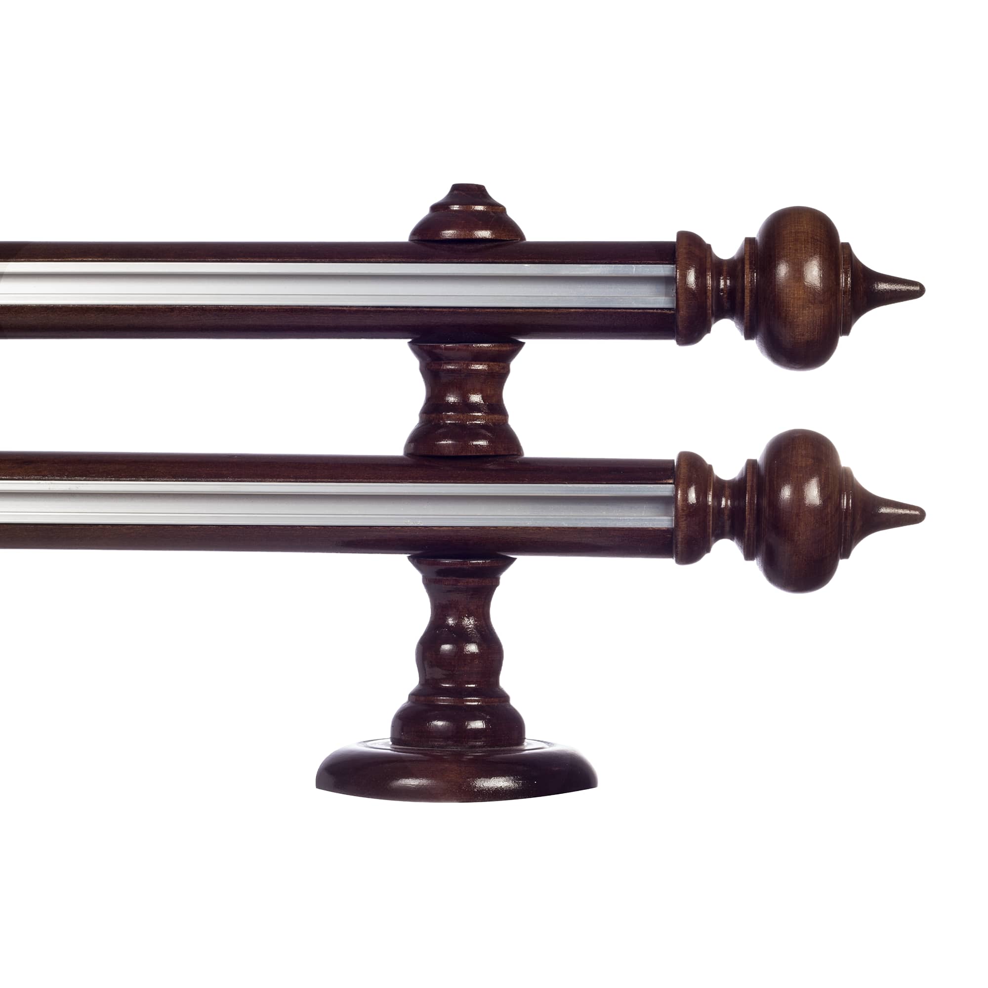 STELLA DOUBLE 35 MM WOODEN CURTAIN ROD WITH ALUMINUM TRACK