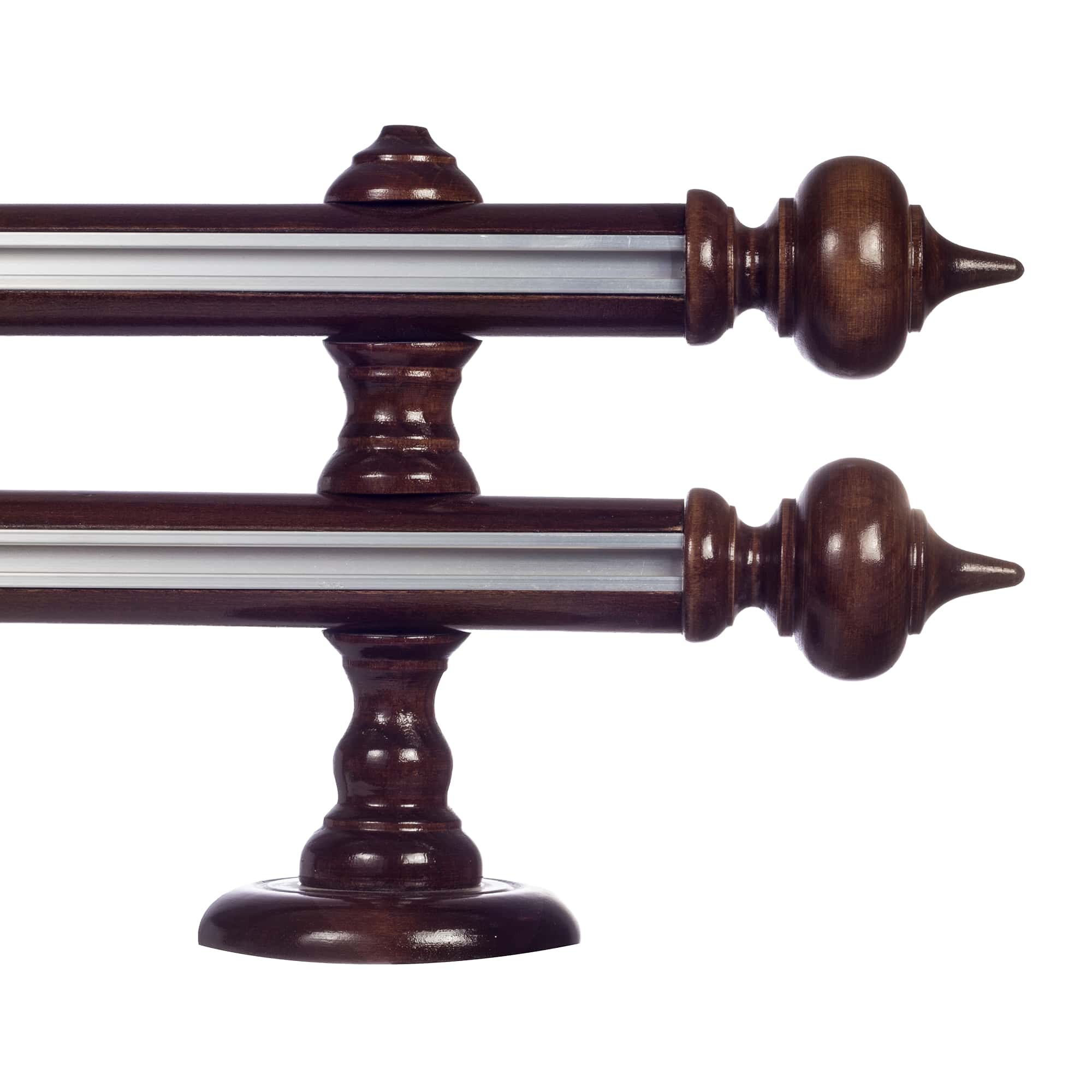 STELLA DOUBLE 35 MM WOODEN CURTAIN ROD WITH ALUMINUM TRACK