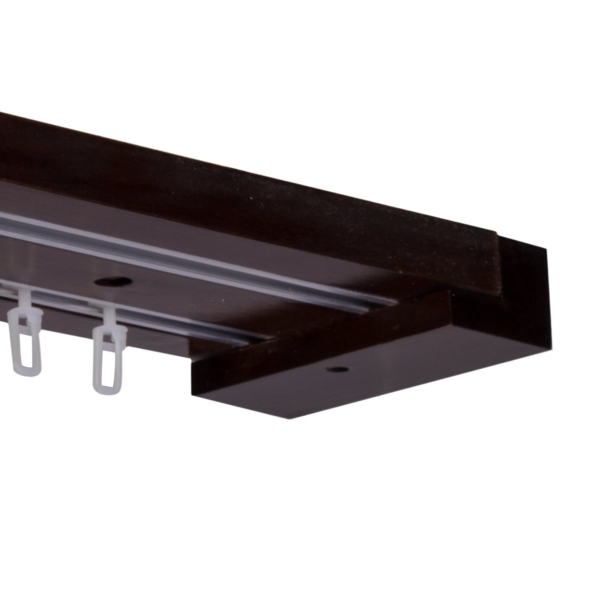 Curtain and drape track system Travetto Double made of wood