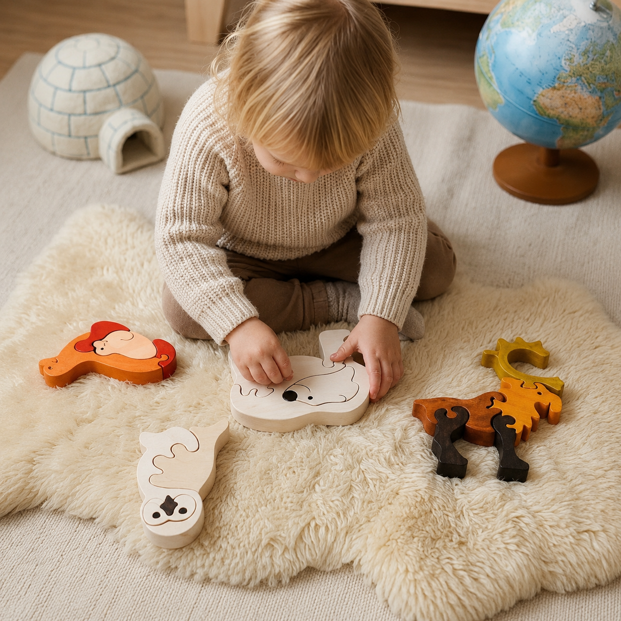 Arctic Animals Wooden Puzzle Set