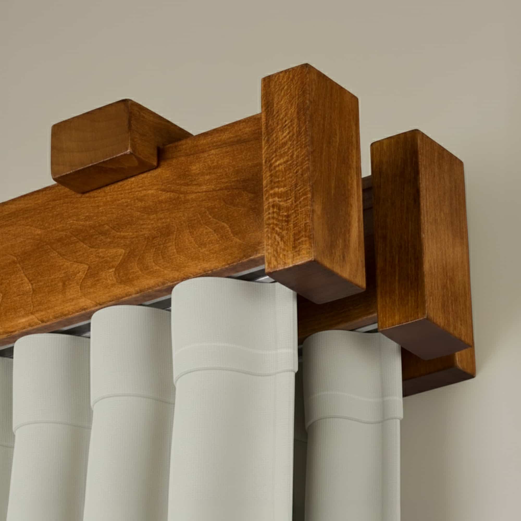 Dalia Double Wooden Curtain Rod with Aluminum Track