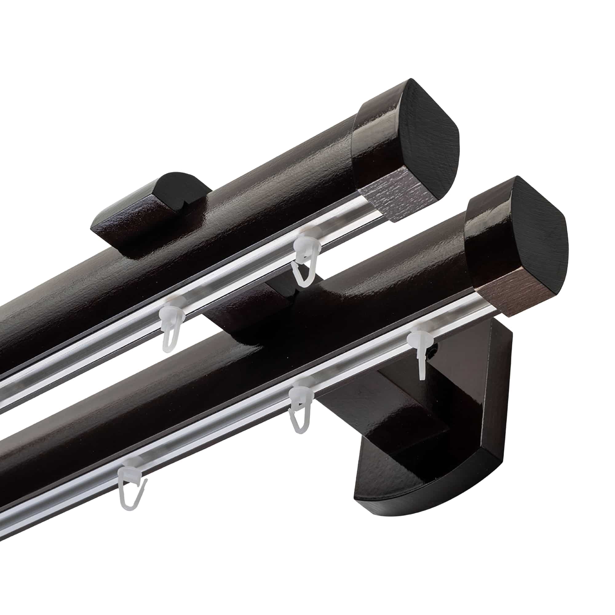 Domino Double Wooden Curtain Rod & Track System for Curtains and Drapes