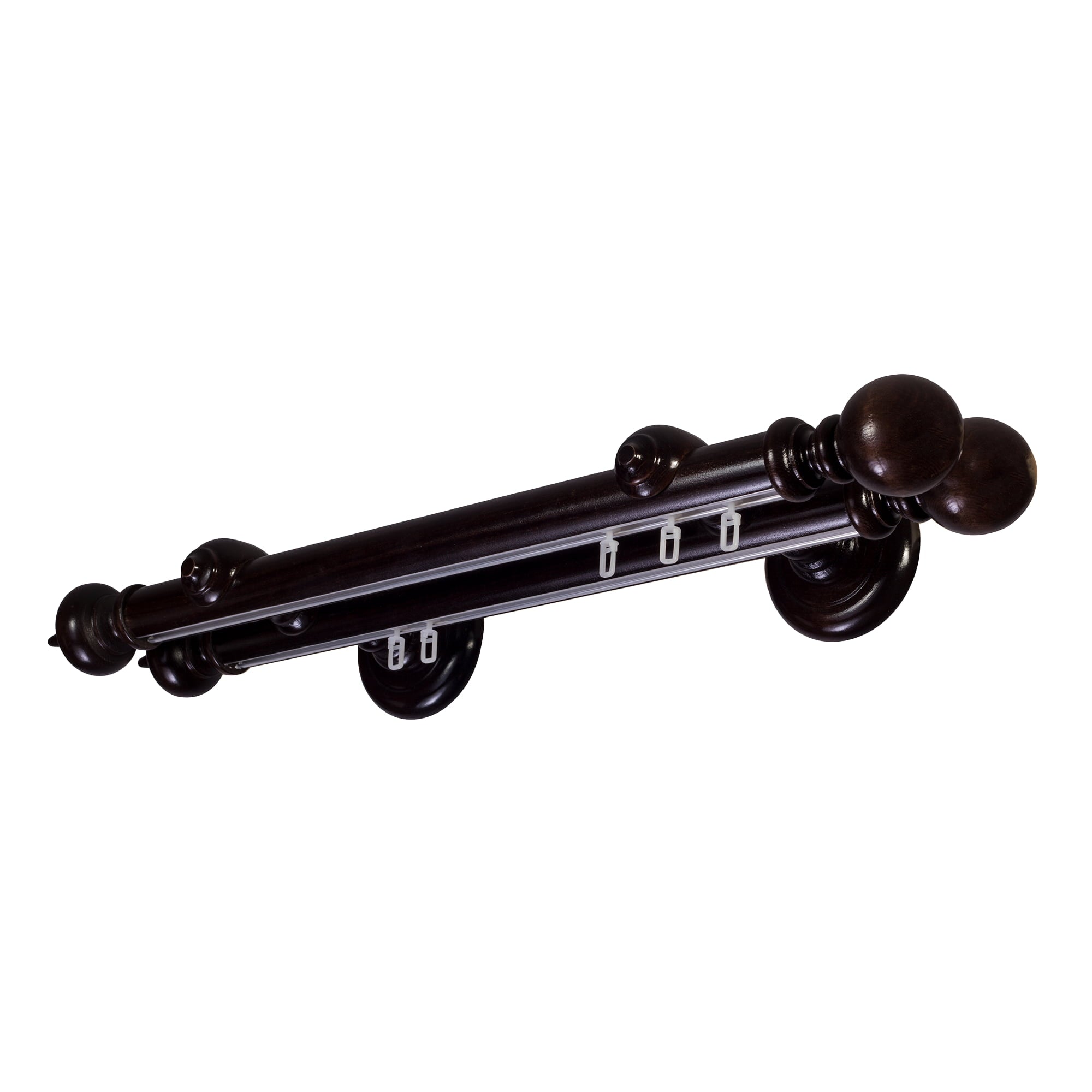 Globo Double 35 mm Wooden Curtain Rod with Aluminum Track System for Curtains and Drapes
