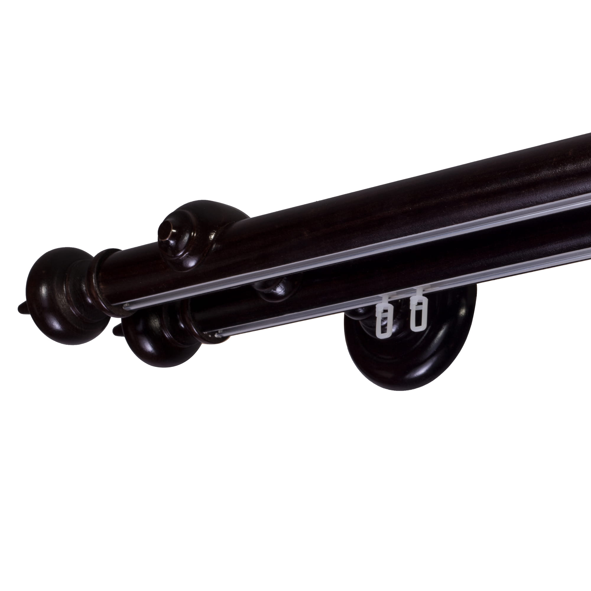 Globo Double 35 mm Wooden Curtain Rod with Aluminum Track System for Curtains and Drapes