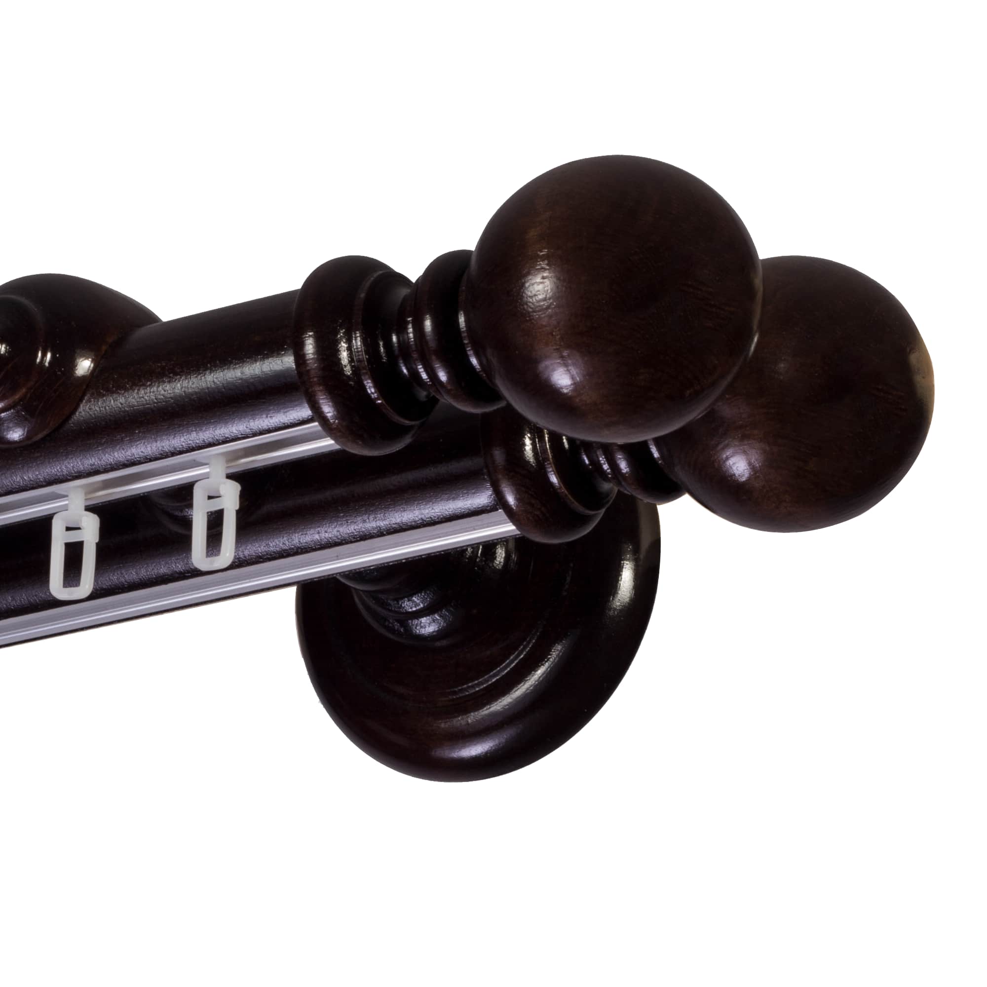 Globo Double 35 mm Wooden Curtain Rod with Aluminum Track System for Curtains and Drapes