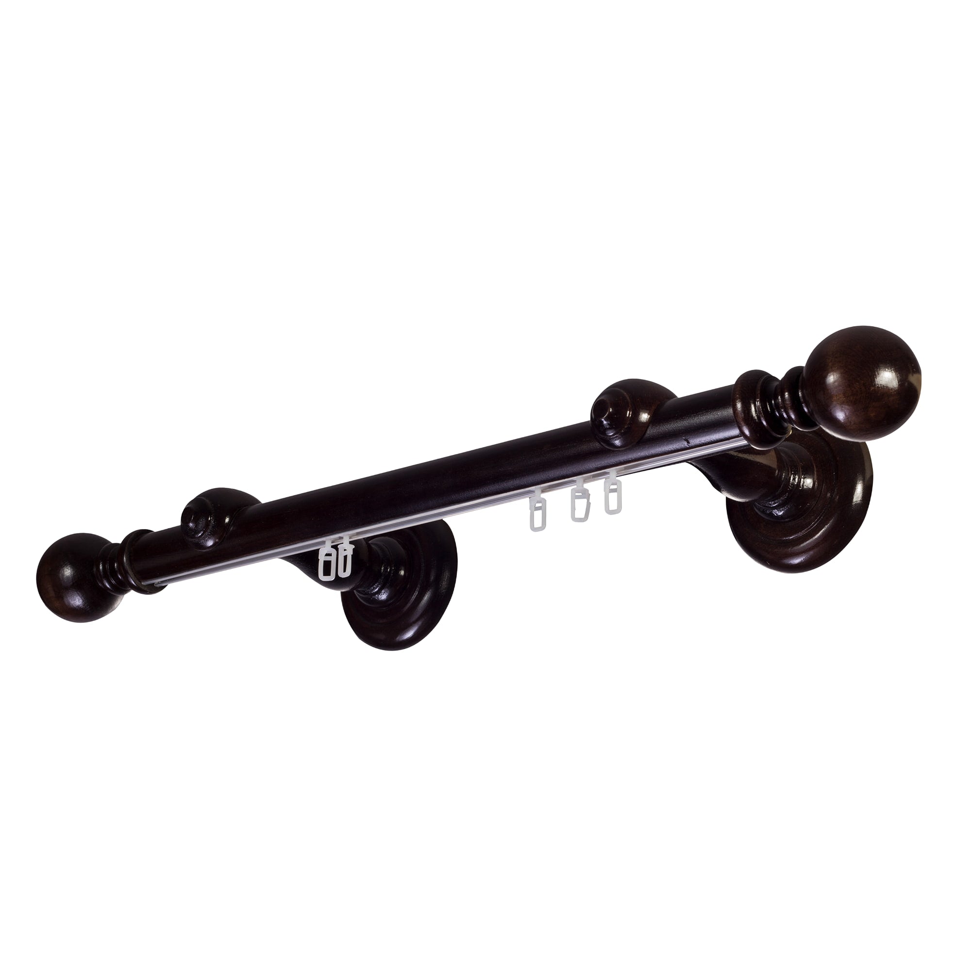 Globo Single 35 mm Wooden Curtain Rod with Aluminum Track