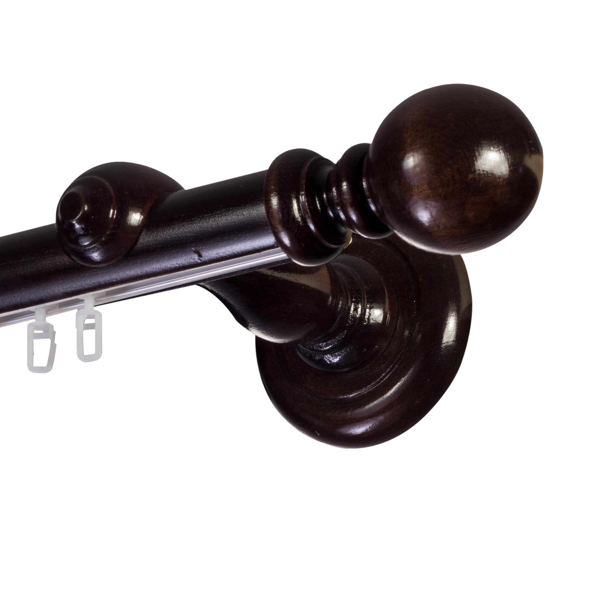 Globo Single 35 mm Wooden Curtain Rod with Aluminum Track
