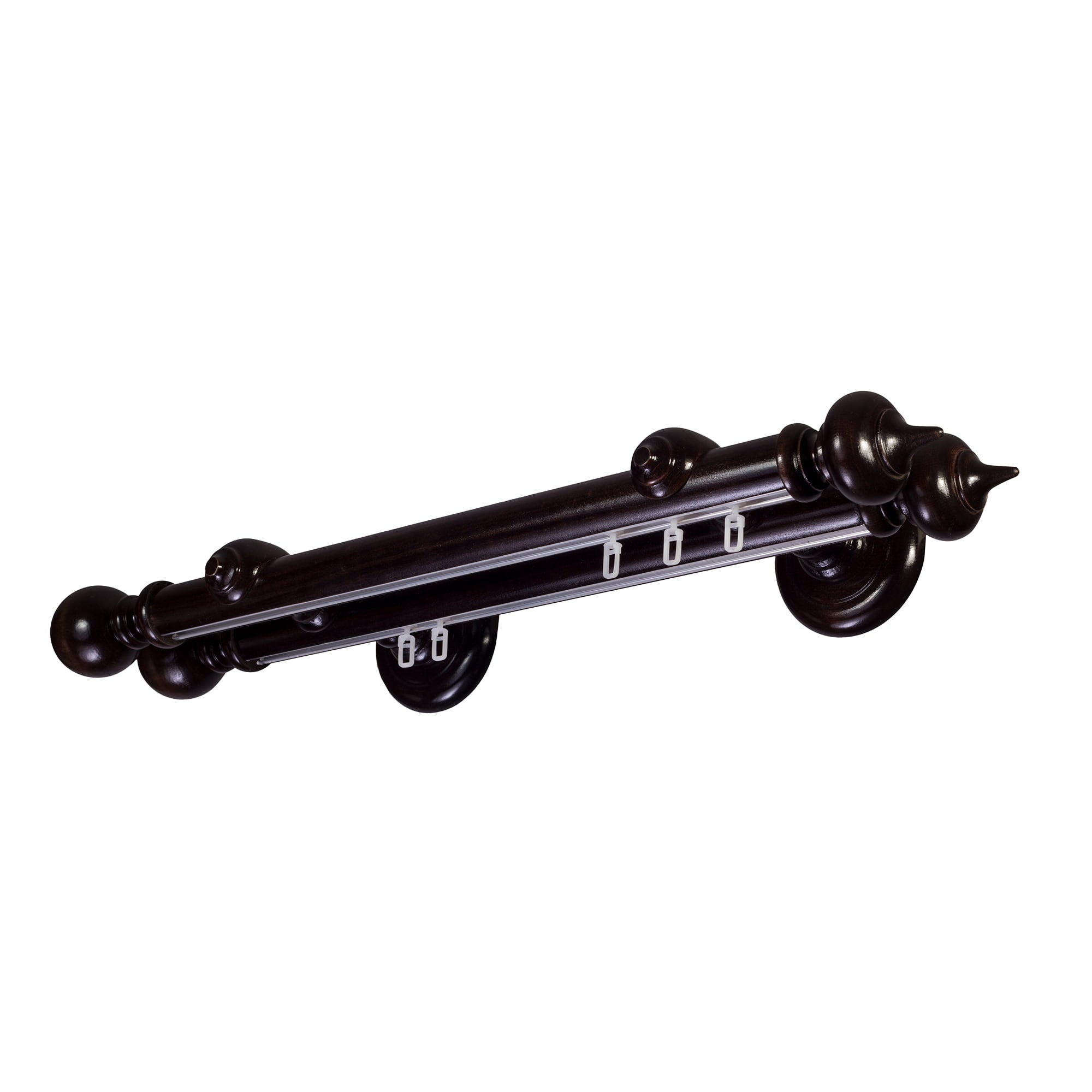 STELLA DOUBLE 35 MM WOODEN CURTAIN ROD WITH ALUMINUM TRACK