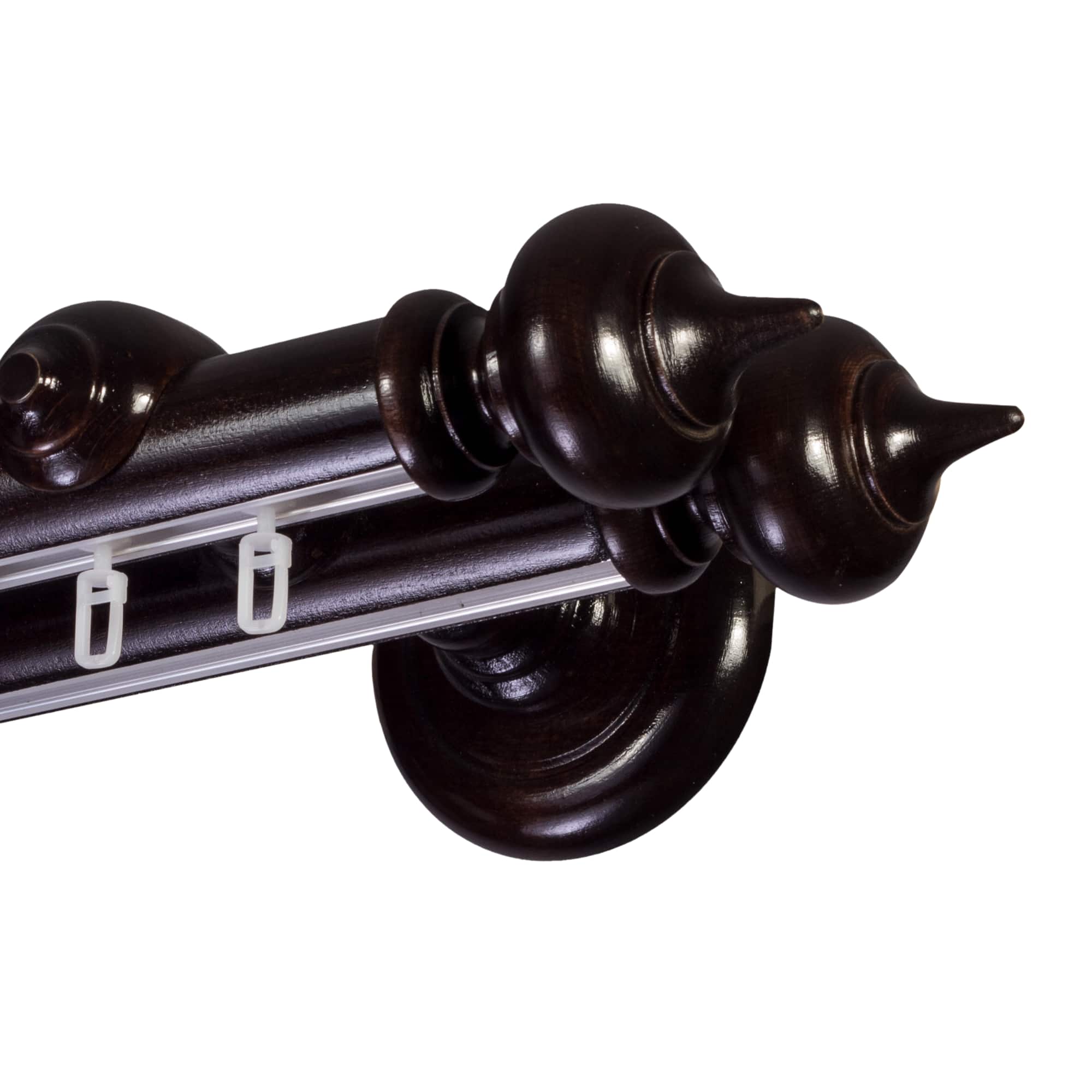 STELLA DOUBLE 35 MM WOODEN CURTAIN ROD WITH ALUMINUM TRACK