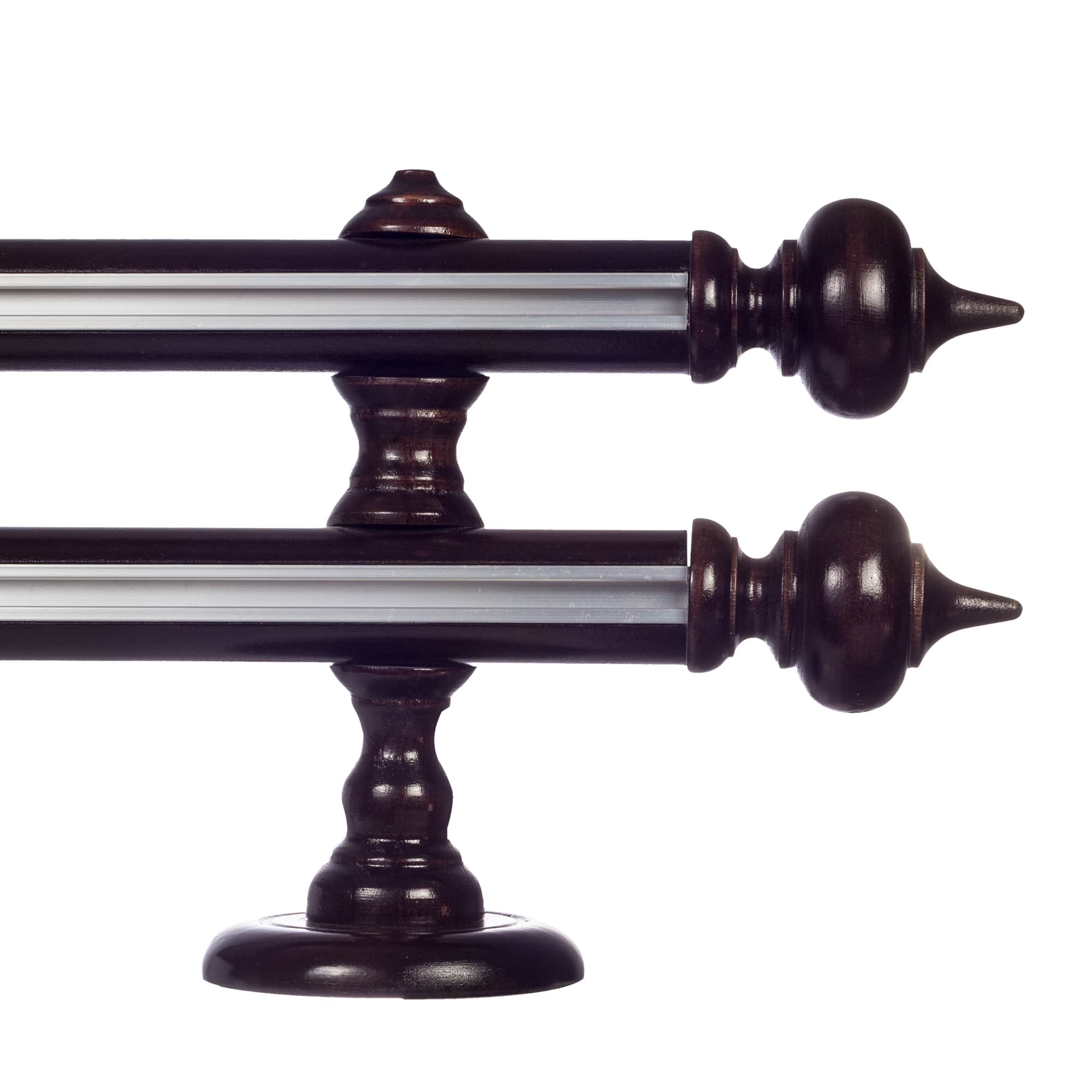 STELLA DOUBLE 35 MM WOODEN CURTAIN ROD WITH ALUMINUM TRACK