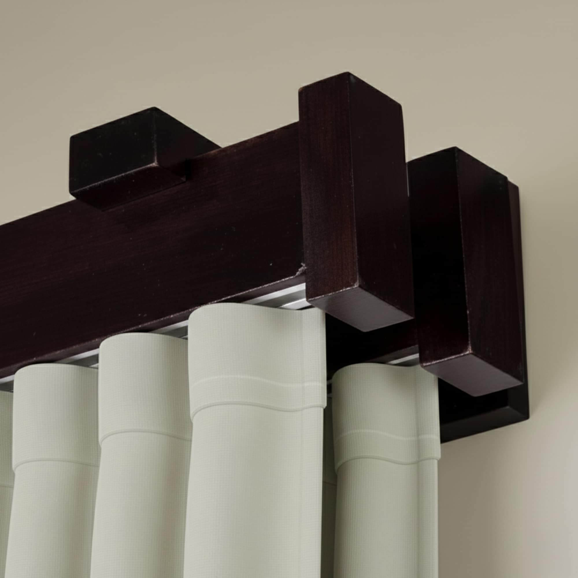 Dalia Double Wooden Curtain Rod with Aluminum Track