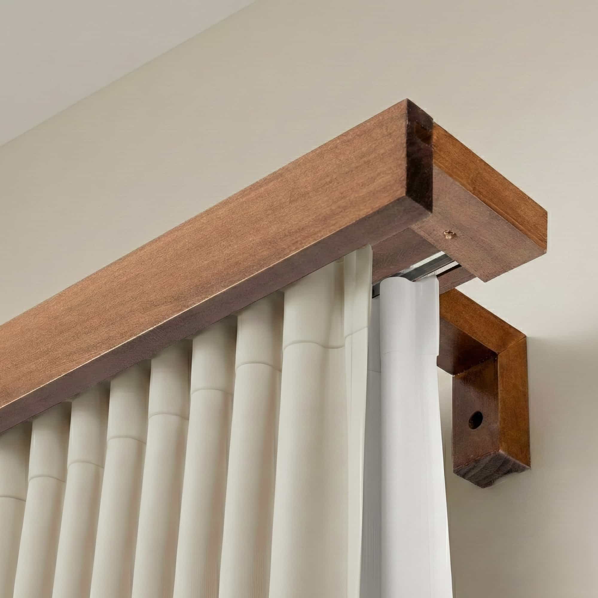 Travetto Double Curtain Track System with Wooden Decorative Valance