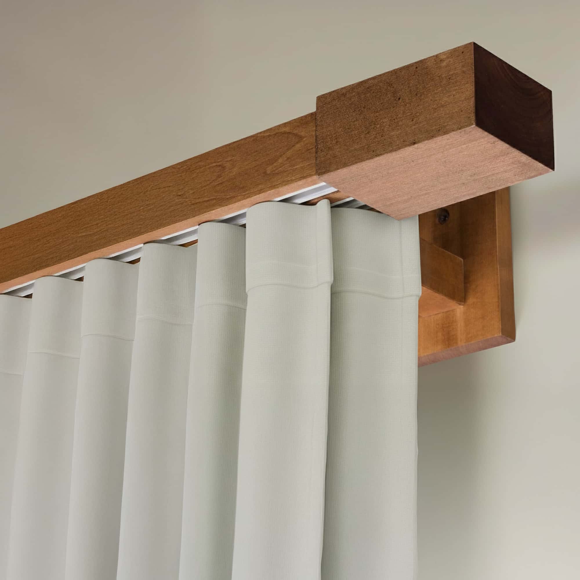 Roma Double Wooden Curtain Rod & Track System for Curtains and Drapes