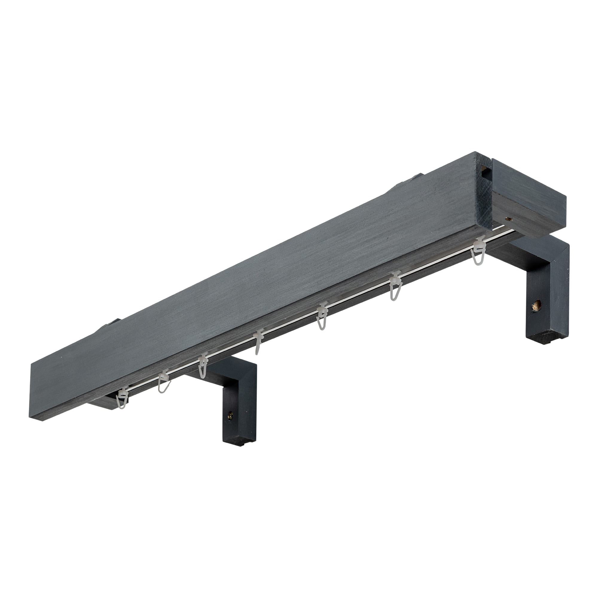 Travetto Double Curtain Track System with Wooden Decorative Valance