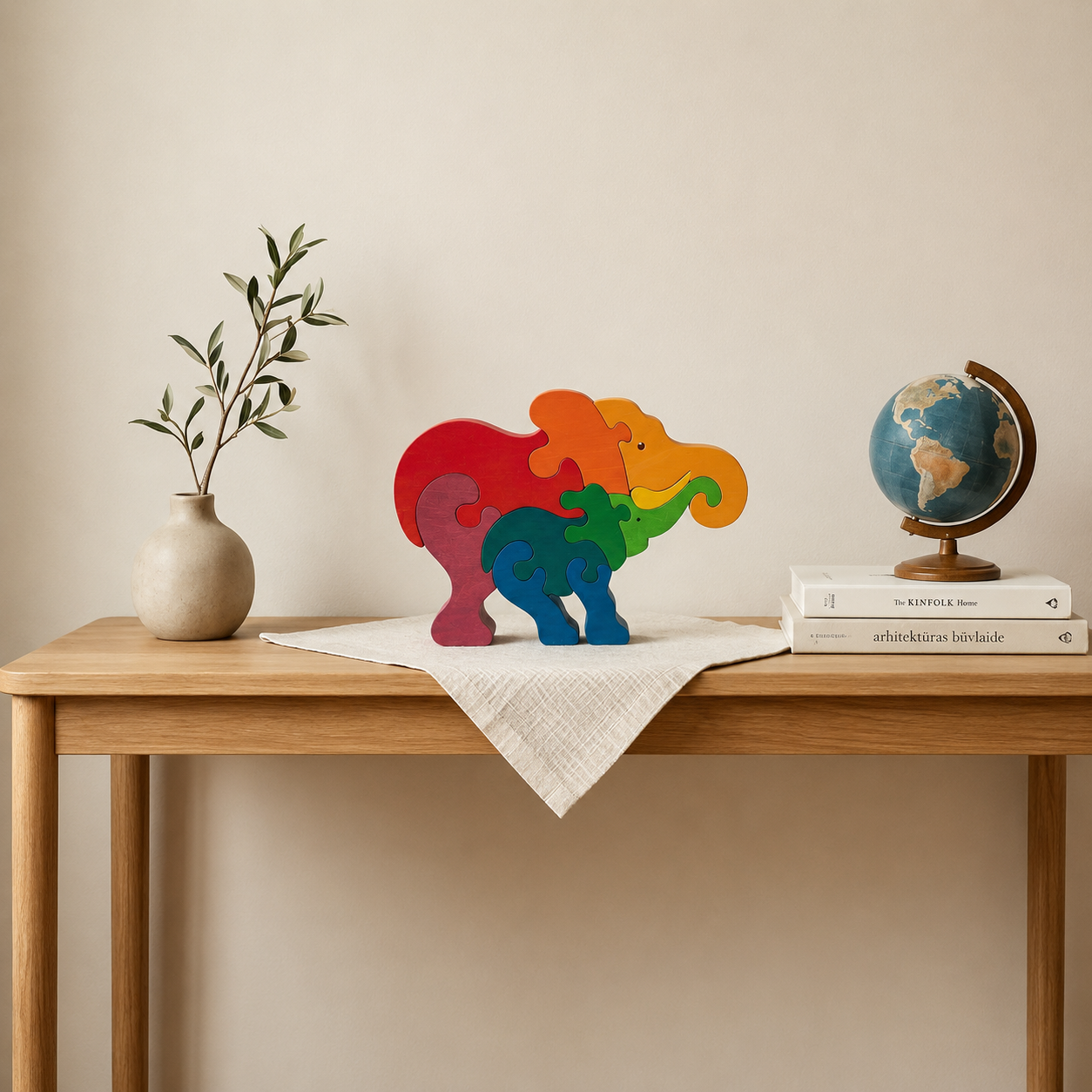Rainbow Wooden Elephant Puzzle