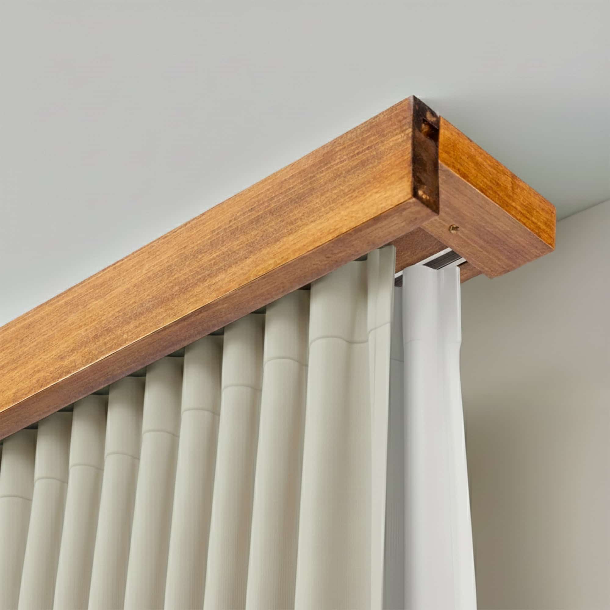 Travetto Double Curtain Track System with Wooden Decorative Valance