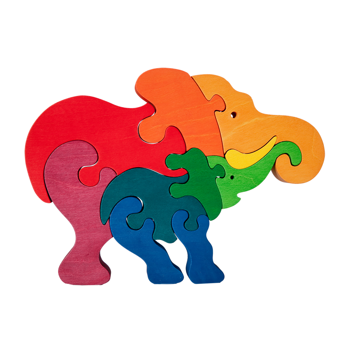 Rainbow Wooden Elephant Puzzle