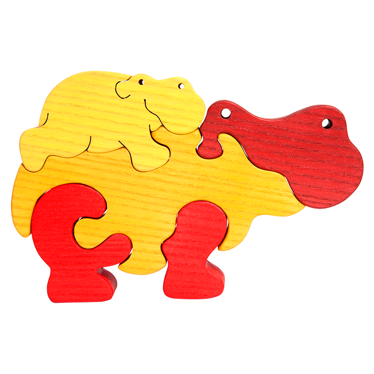 Mother & Baby Hippo Wooden Puzzle