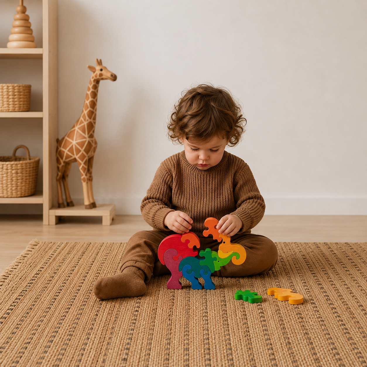 Rainbow Wooden Elephant Puzzle