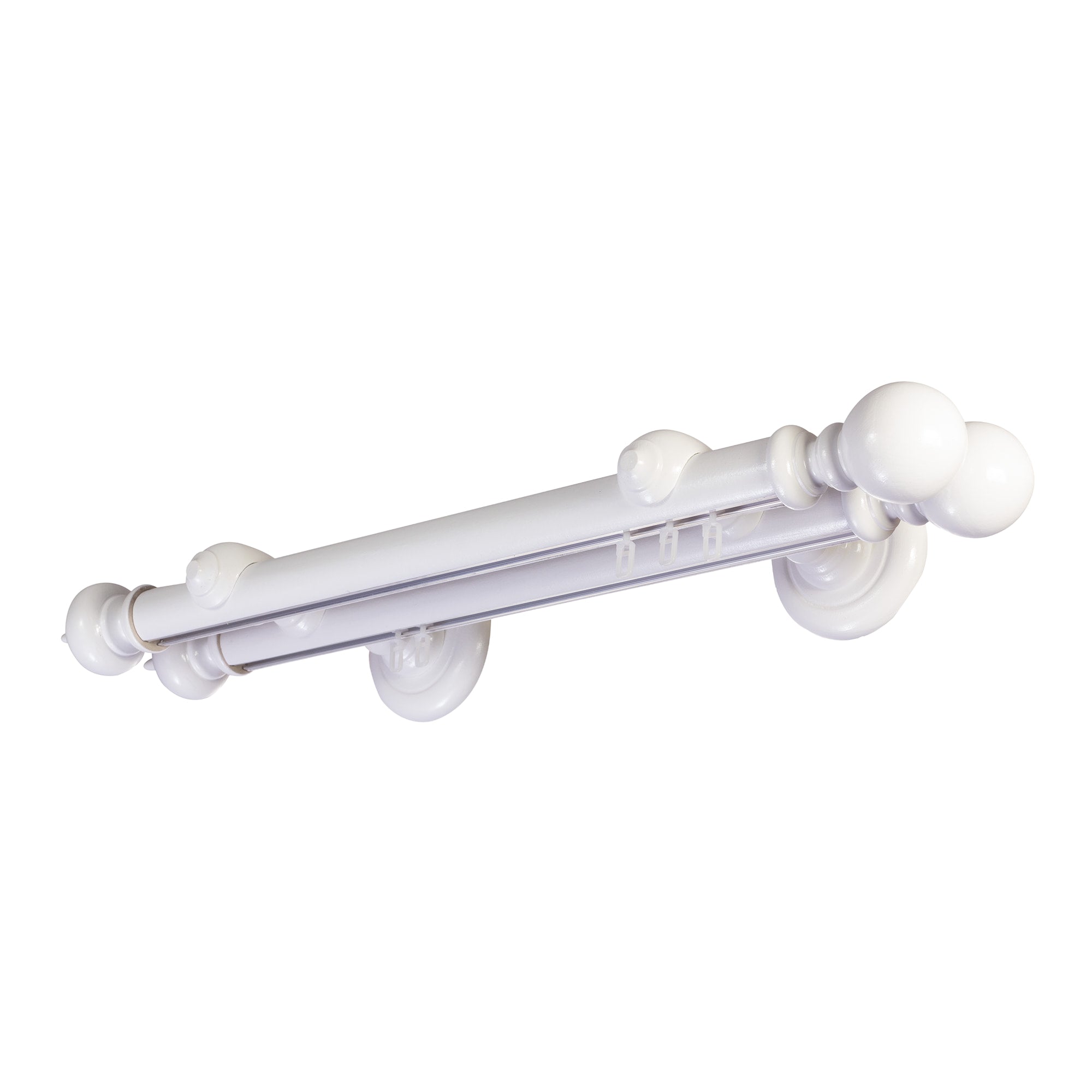 Globo Double 35 mm Wooden Curtain Rod with Aluminum Track System for Curtains and Drapes