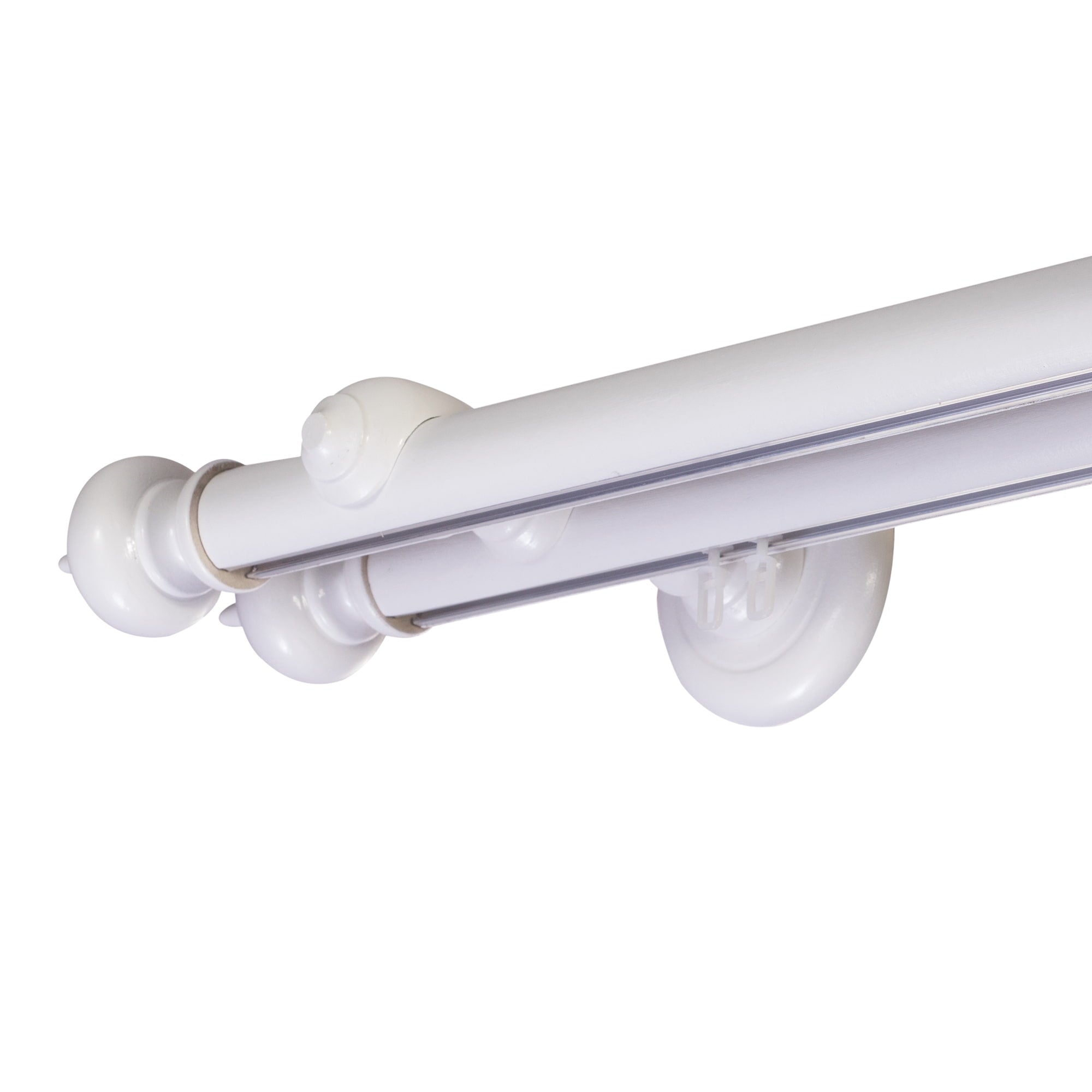 Globo Double 35 mm Wooden Curtain Rod with Aluminum Track System for Curtains and Drapes