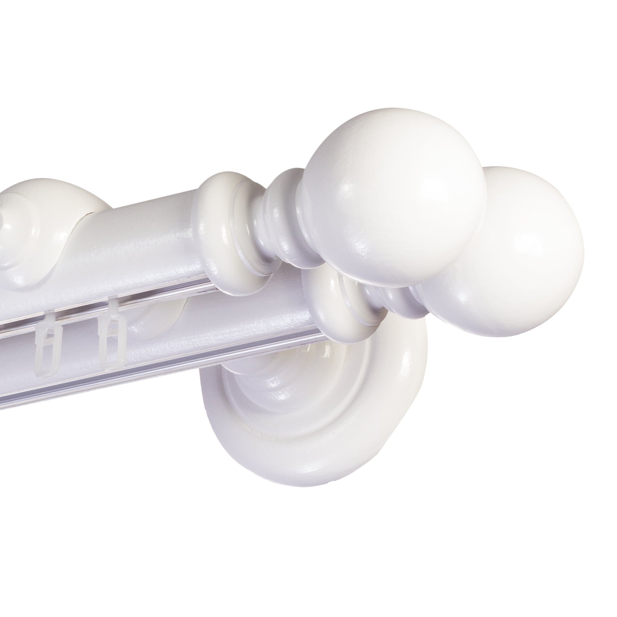 Globo Double 35 mm Wooden Curtain Rod with Aluminum Track System for Curtains and Drapes