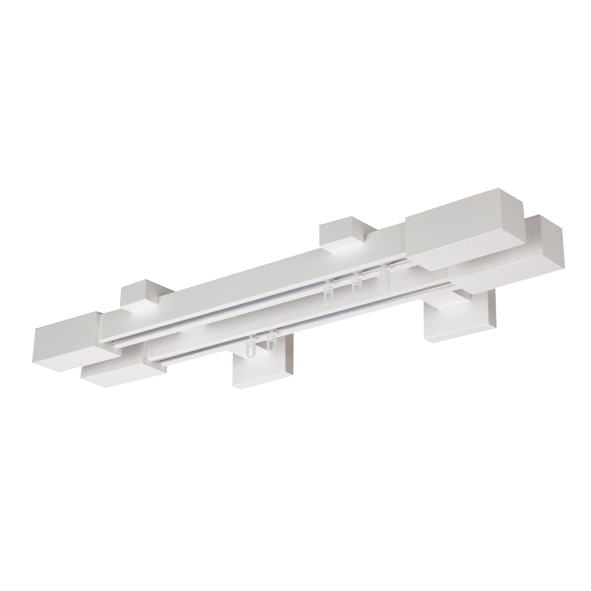 Praga Double Wooden Curtain Rod with Aluminum Track
