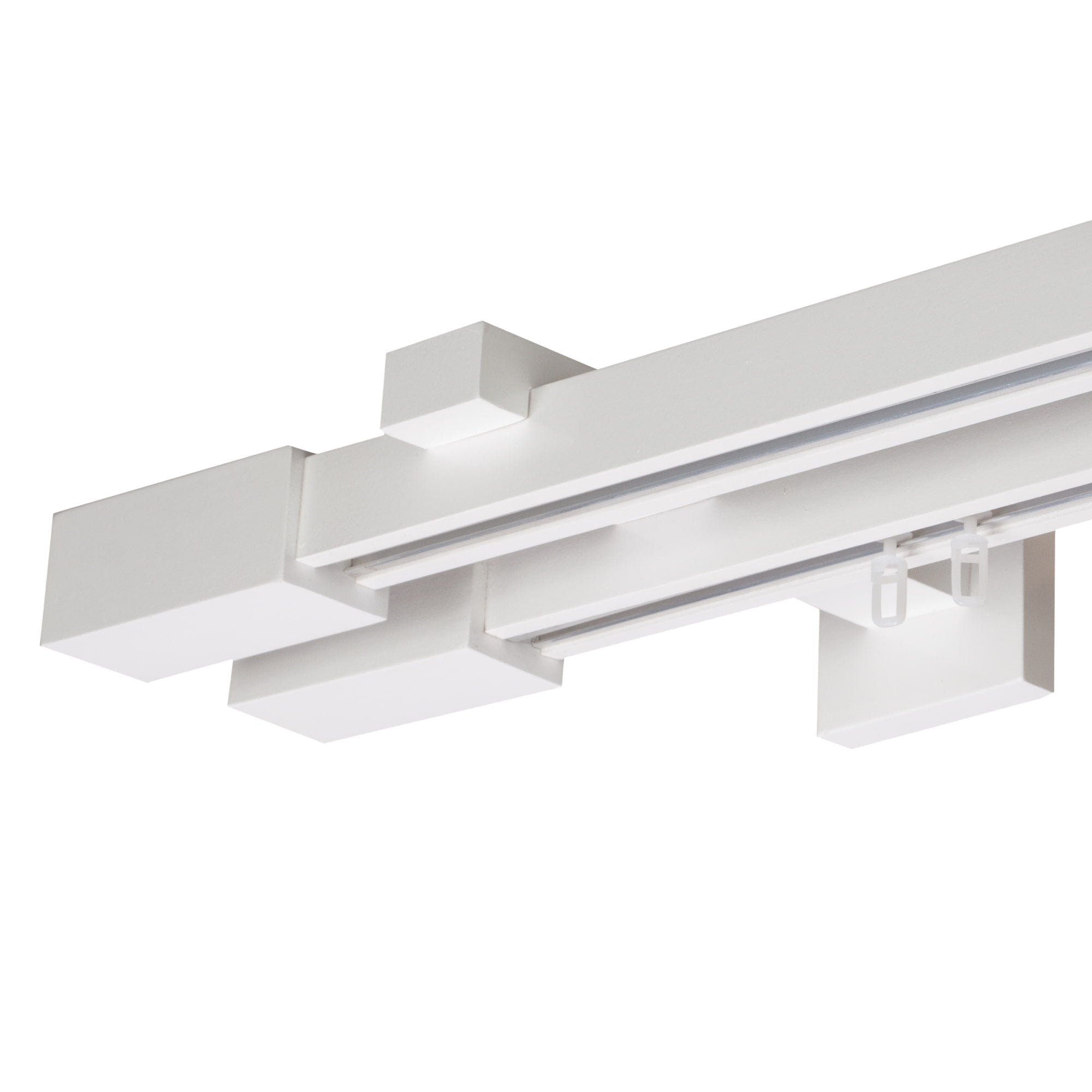 Praga Double Wooden Curtain Rod with Aluminum Track