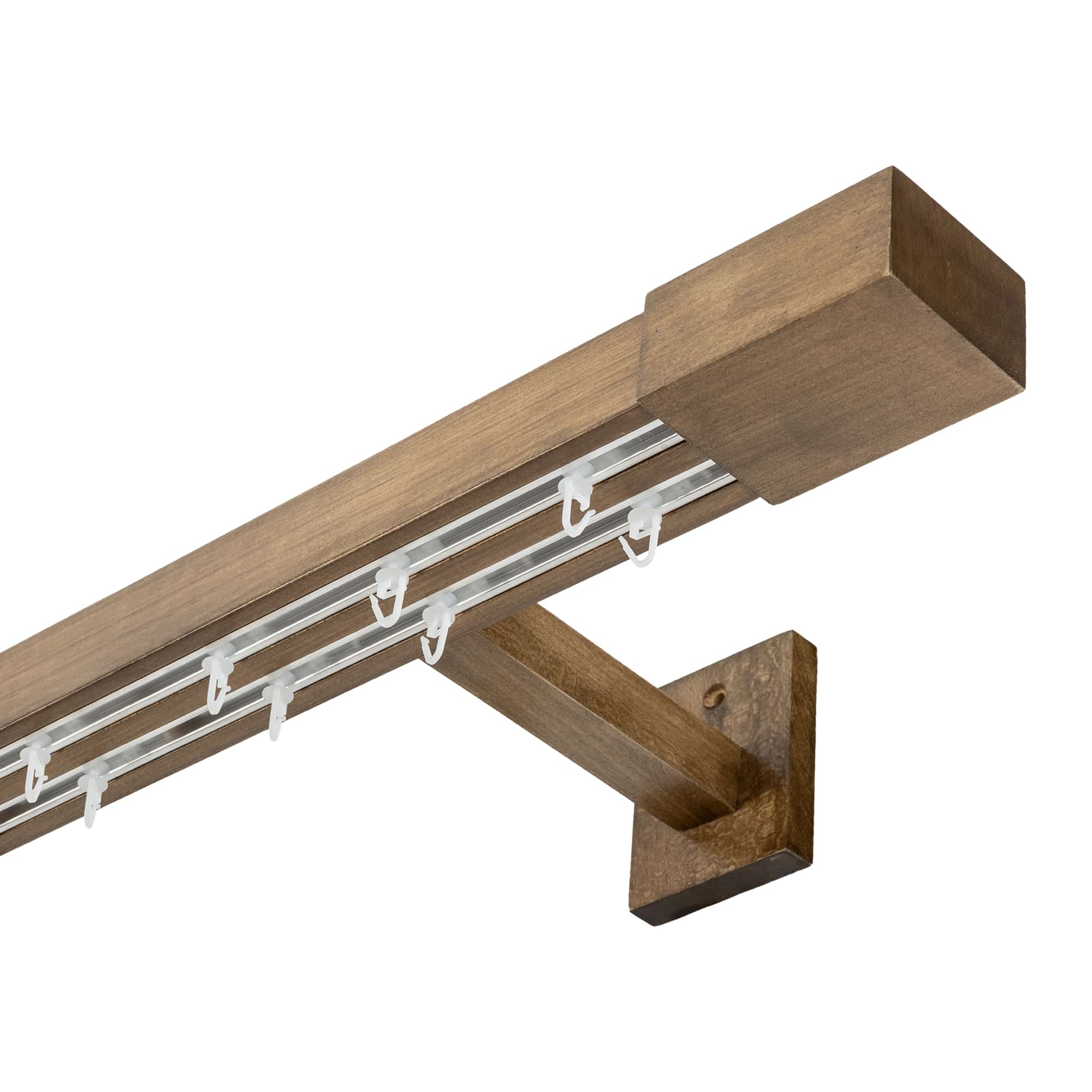 Roma Double Wooden Curtain Rod & Track System for Curtains and Drapes