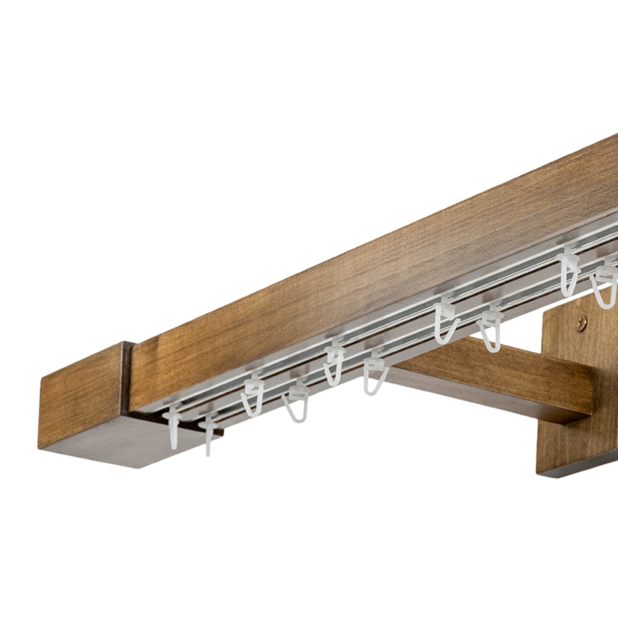 Roma Double Wooden Curtain Rod & Track System for Curtains and Drapes