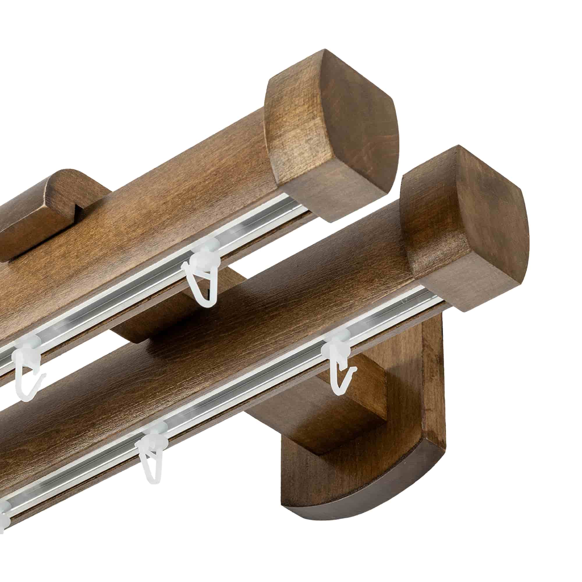 Domino Double Wooden Curtain Rod & Track System for Curtains and Drapes
